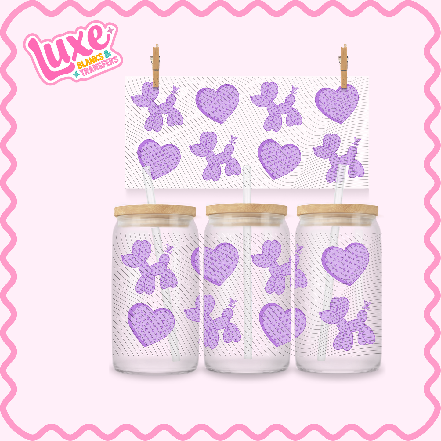 16oz UV DTF Wrap | Boujee Balloon Dog Purple | #3203