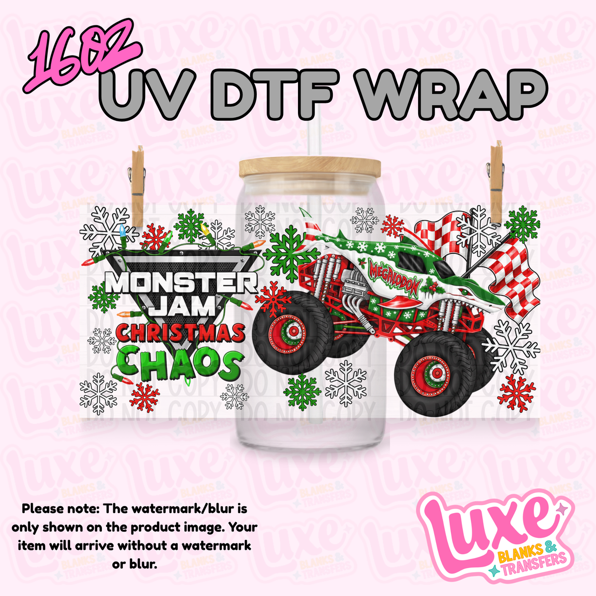 16oz UV DTF Wrap | Monster J4m Christmas Meg. Shark | #4344