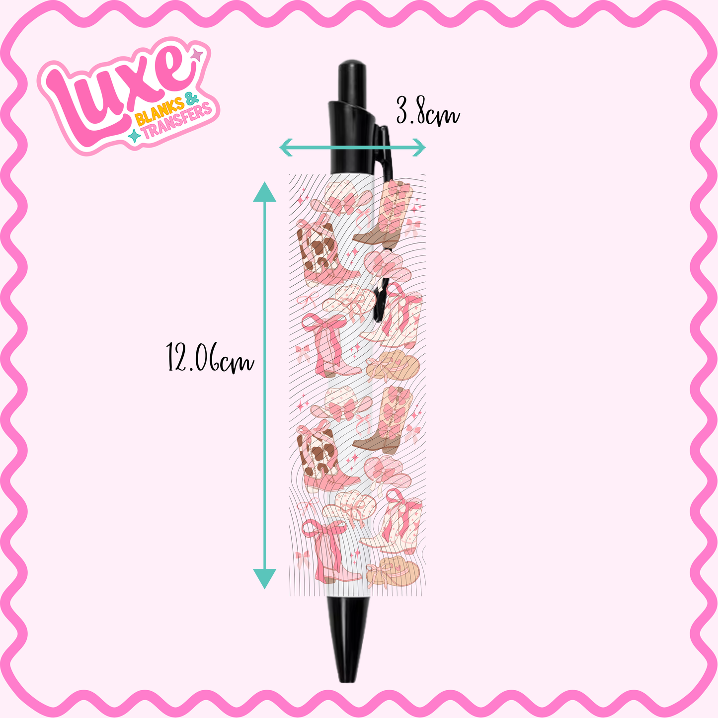 UV DTF Pen Wrap | Pink Cowboy Boots | #32