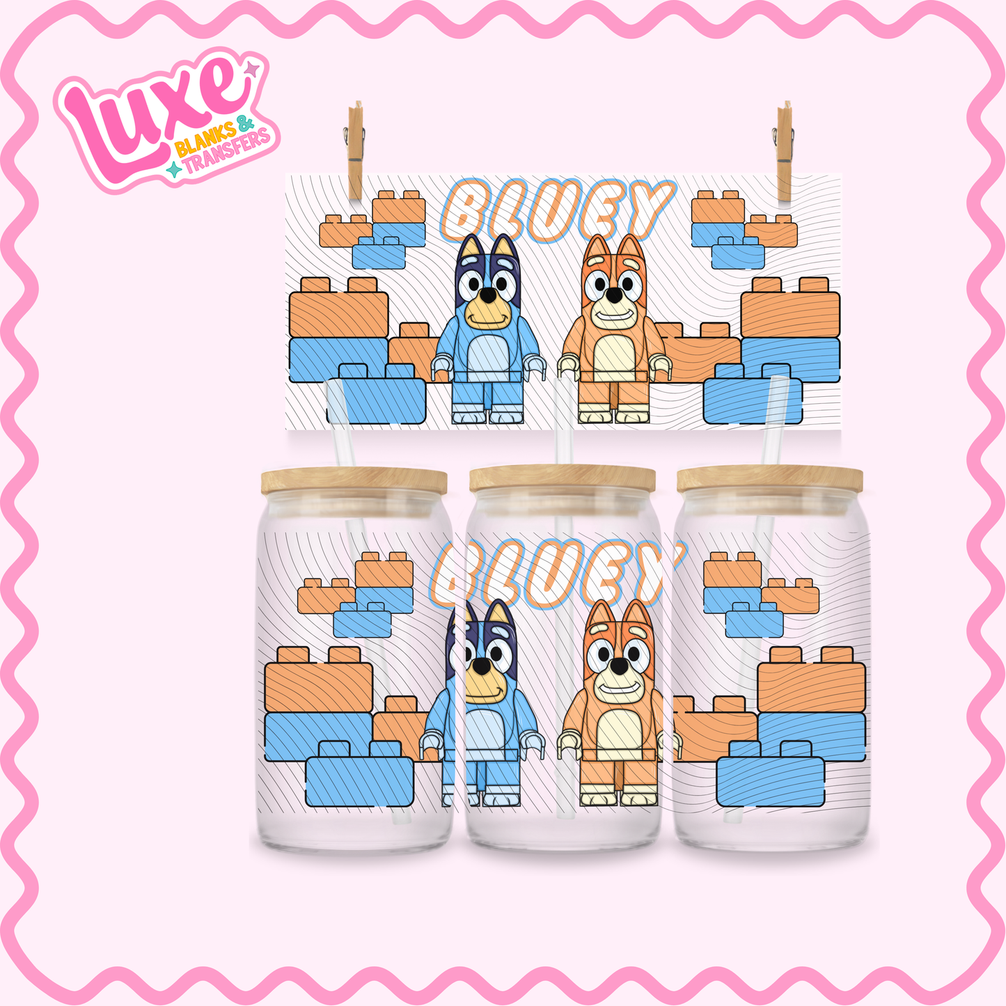 16oz UV DTF Wrap | Blue Dog Lego | #3204