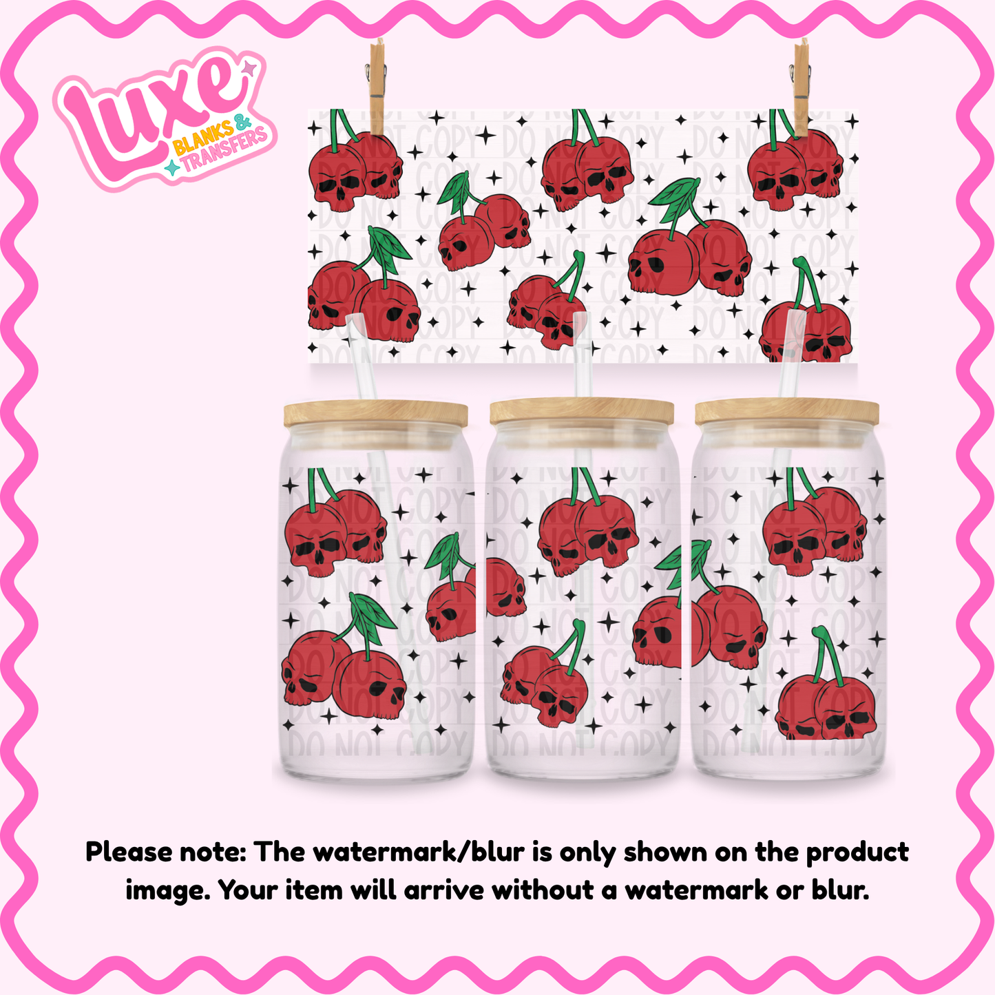 16oz UV DTF Wrap | Skull Cherries | #4197