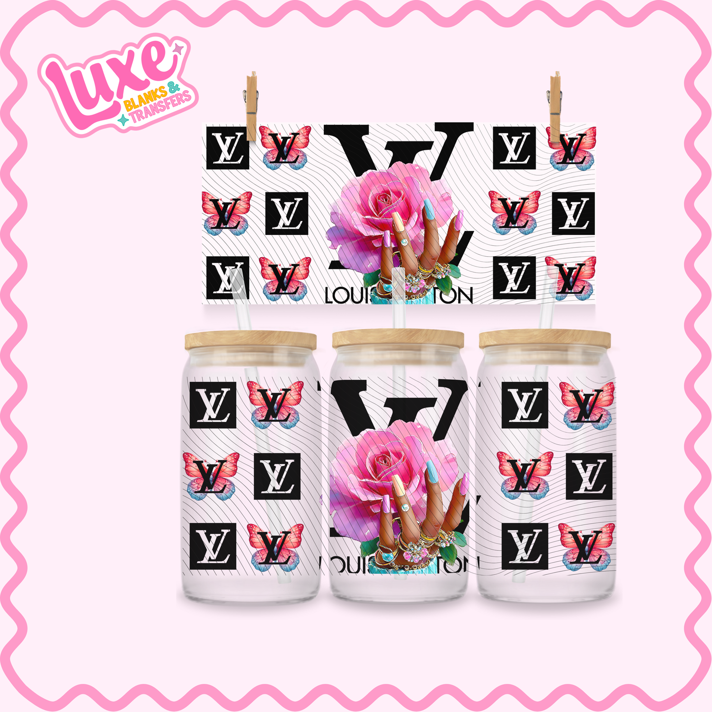 16oz UV DTF Wrap | LV Rose 3 | #2738