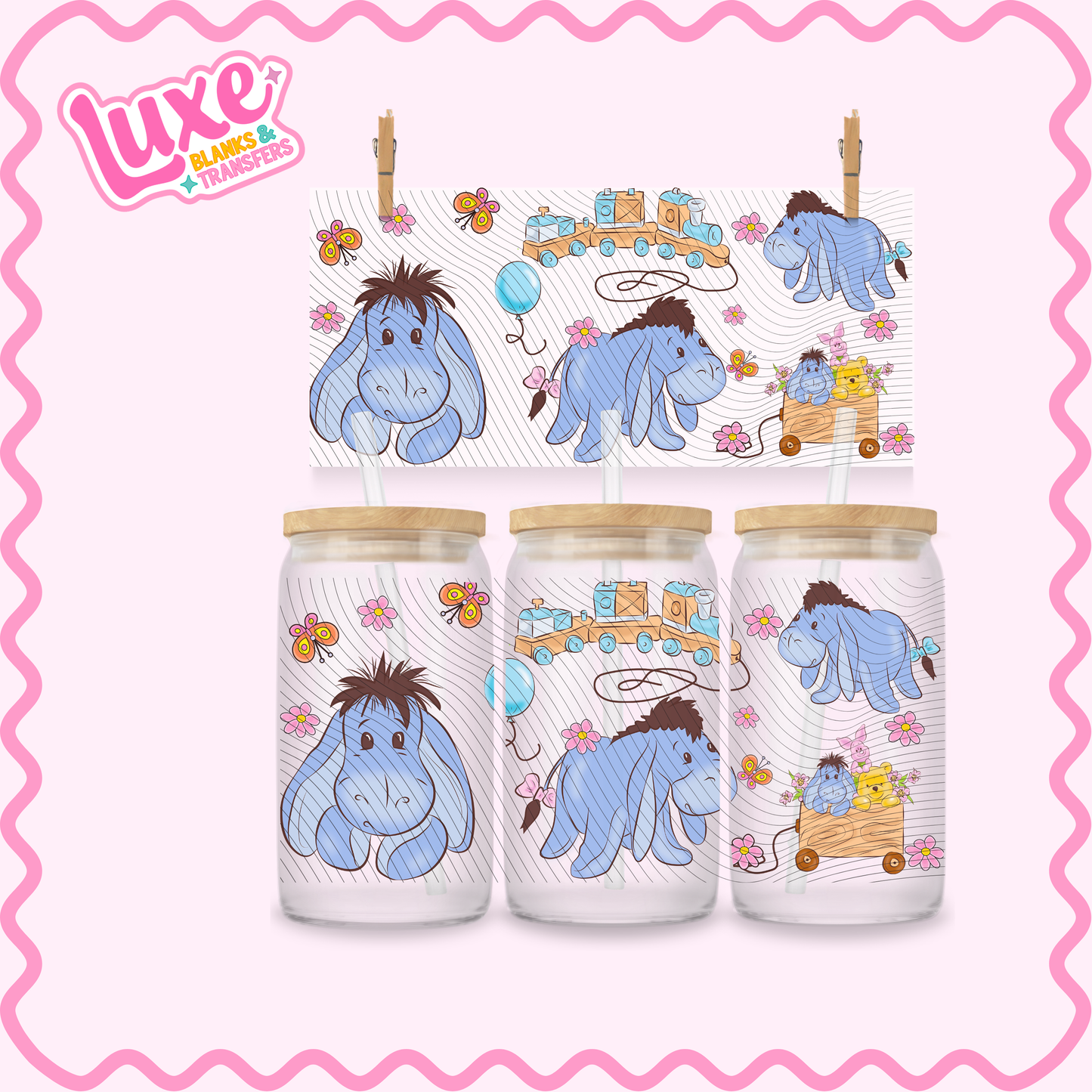16oz UV DTF Wrap | Cutesy Donkey Character | #2741