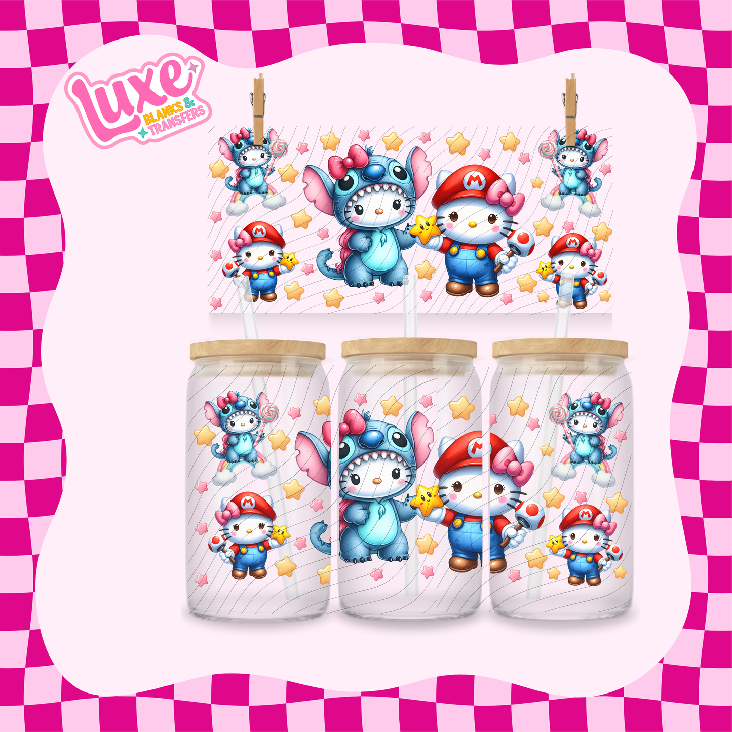 HK X Blue Alien X Mar.io | 16oz UV DTF Wrap | #1649