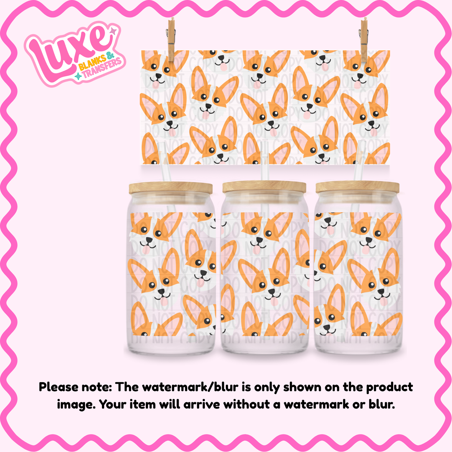 16oz UV DTF Wrap | Corgi Dog Pattern | #4209