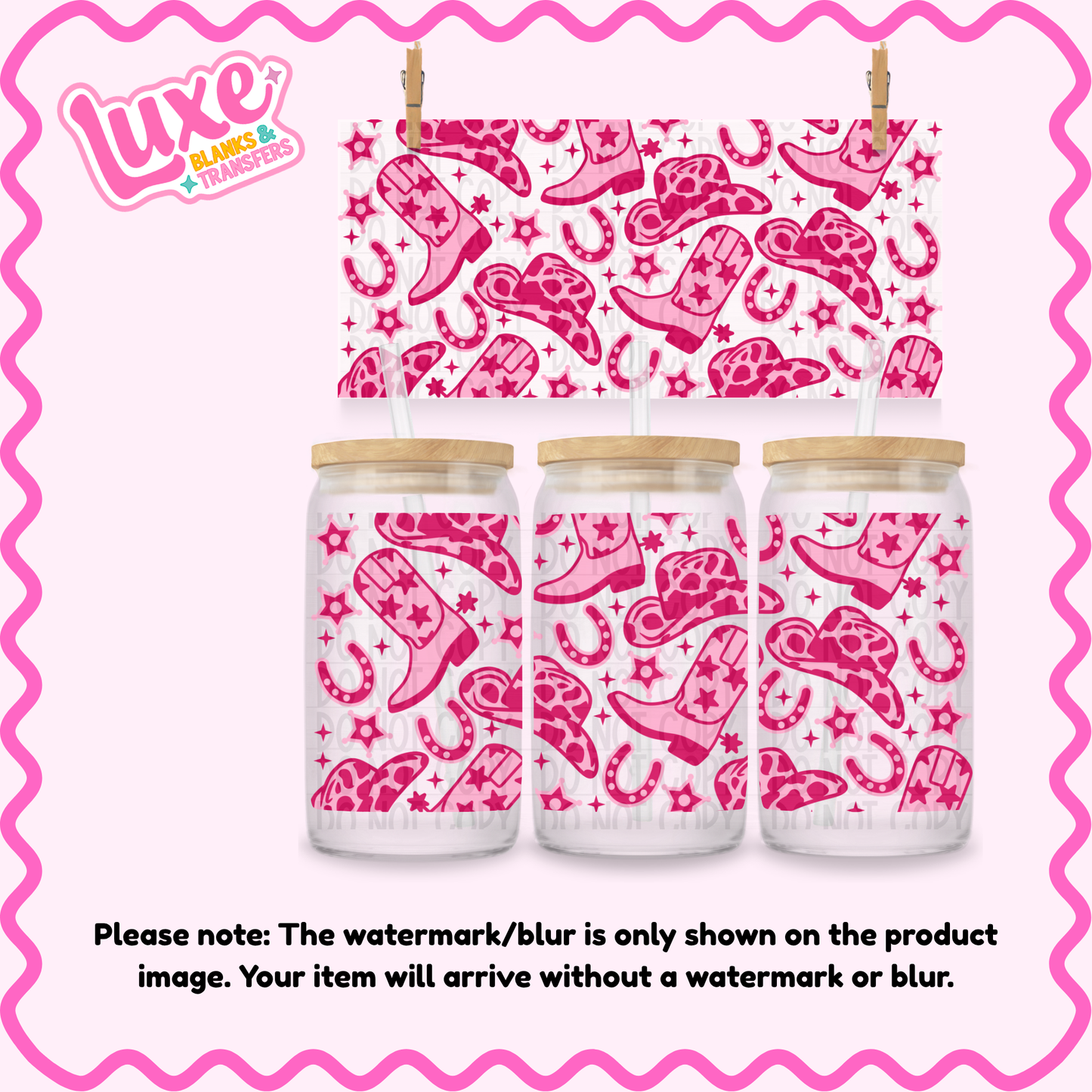 16oz UV DTF Wrap | Pink Western Pattern | #4210