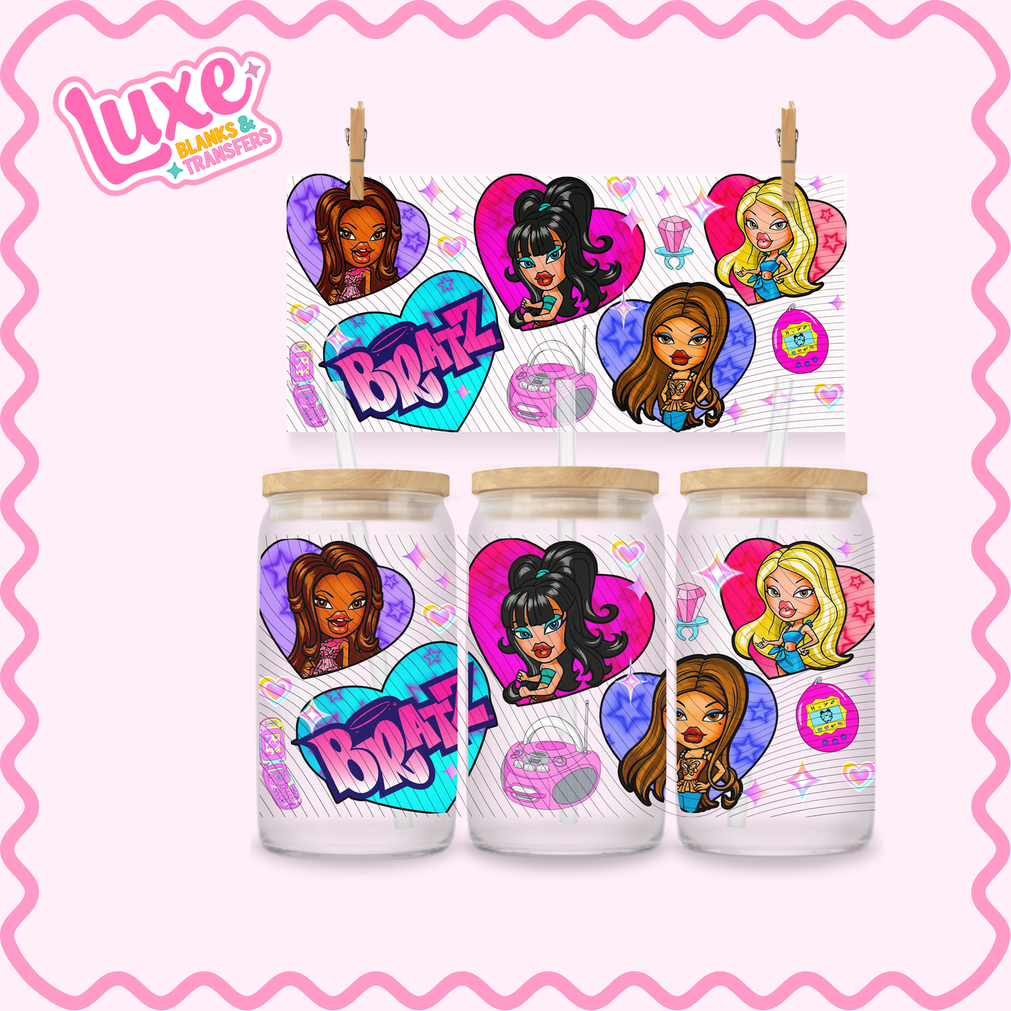 16oz UV DTF Wrap | Brat/z Hearts | #3228
