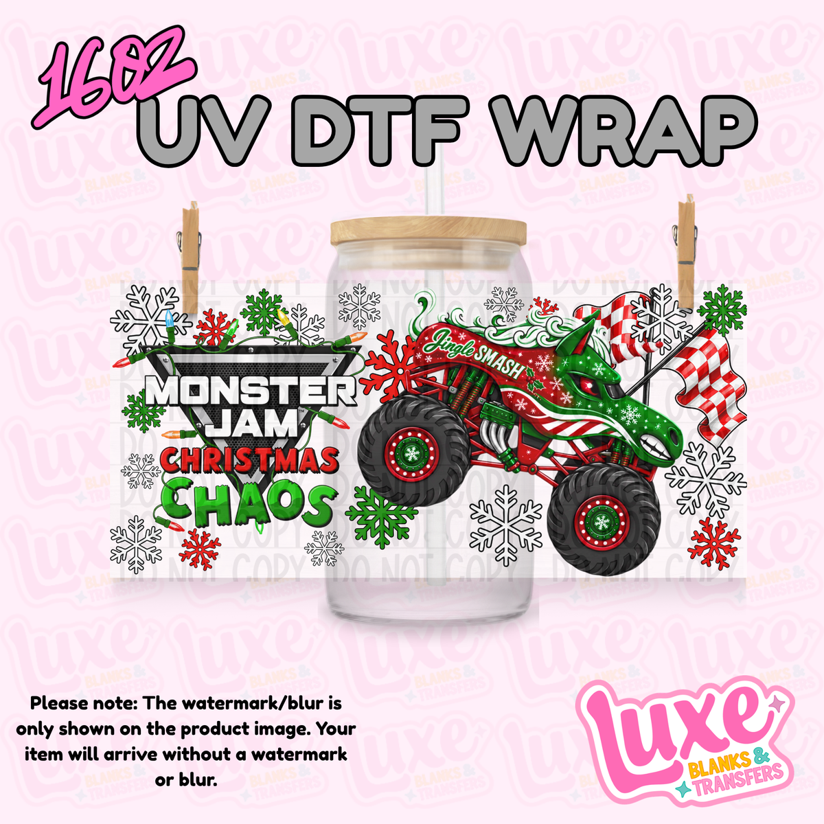 16oz UV DTF Wrap | Monster J4m Christmas Jingle Smash | #4347