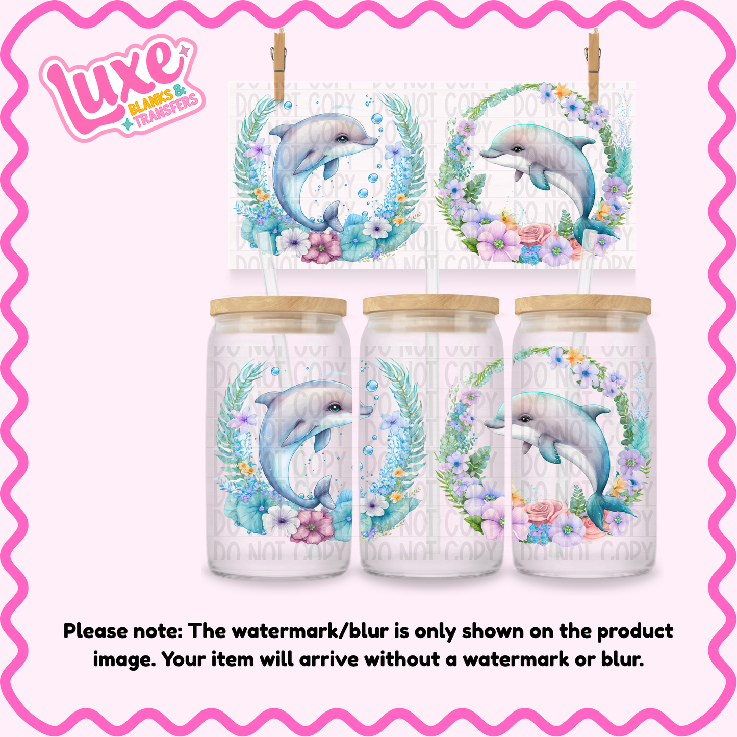 16oz UV DTF Wrap | Dolphins | #4217