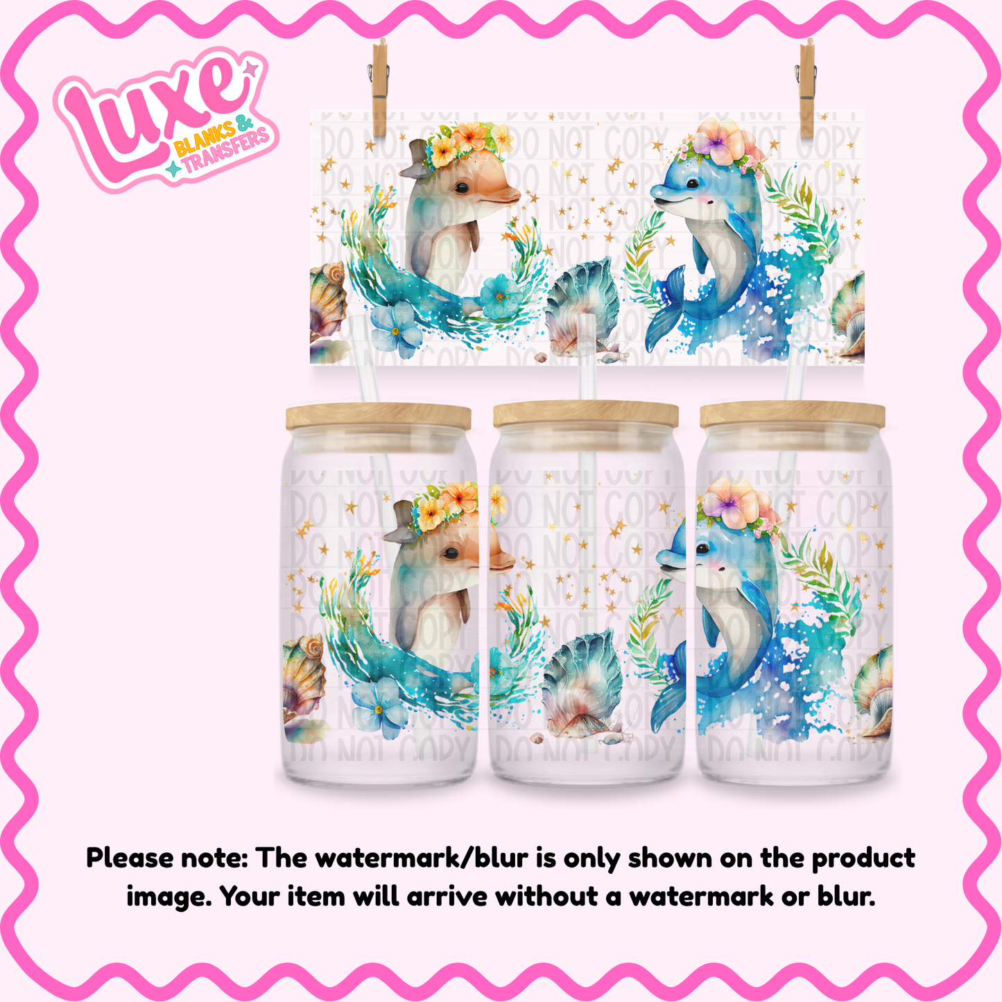 16oz UV DTF Wrap | Dolphins | #4218