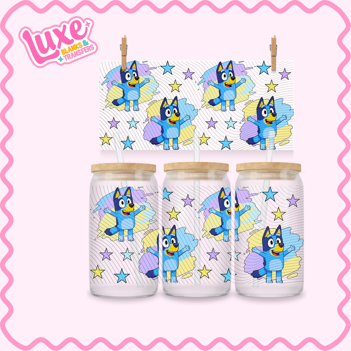 16oz UV DTF Wrap | Blue Stars | #3236
