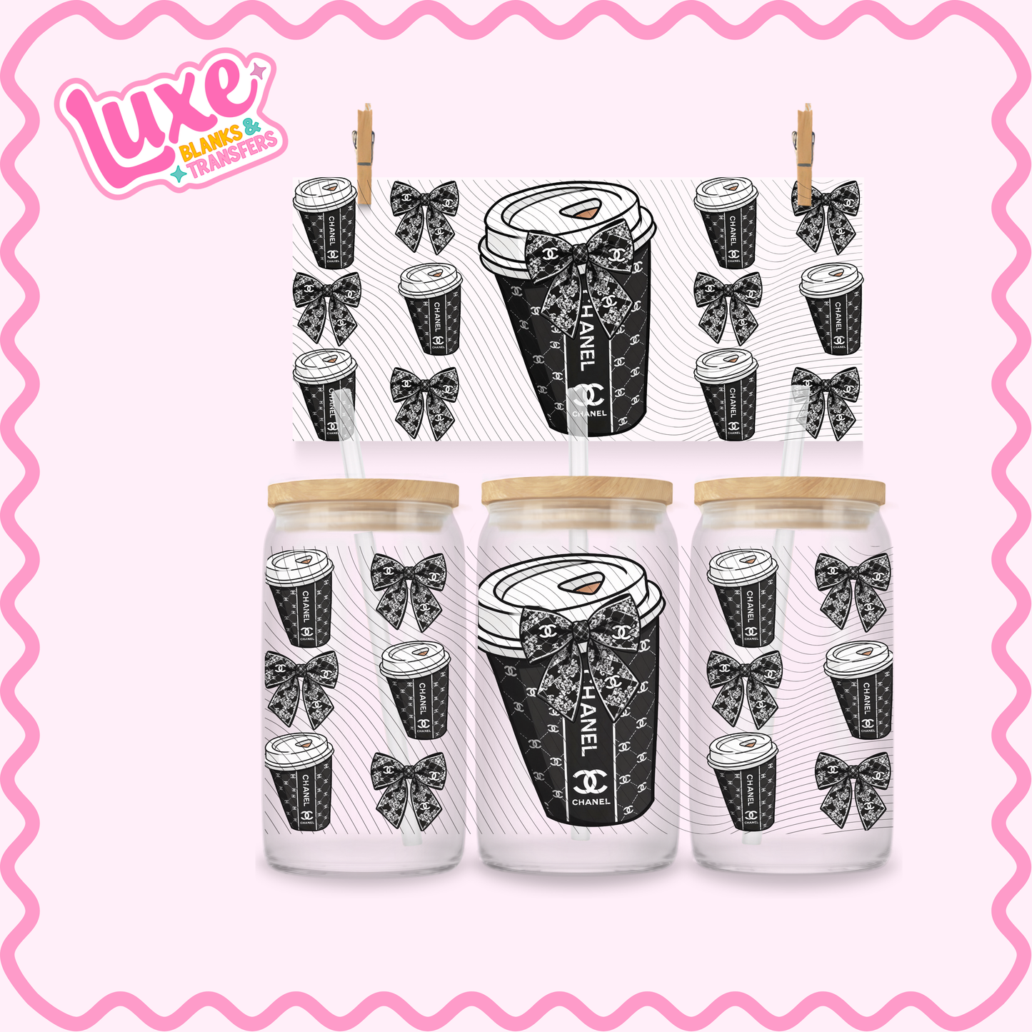 16oz UV DTF Wrap | CC Black Bows | #3243
