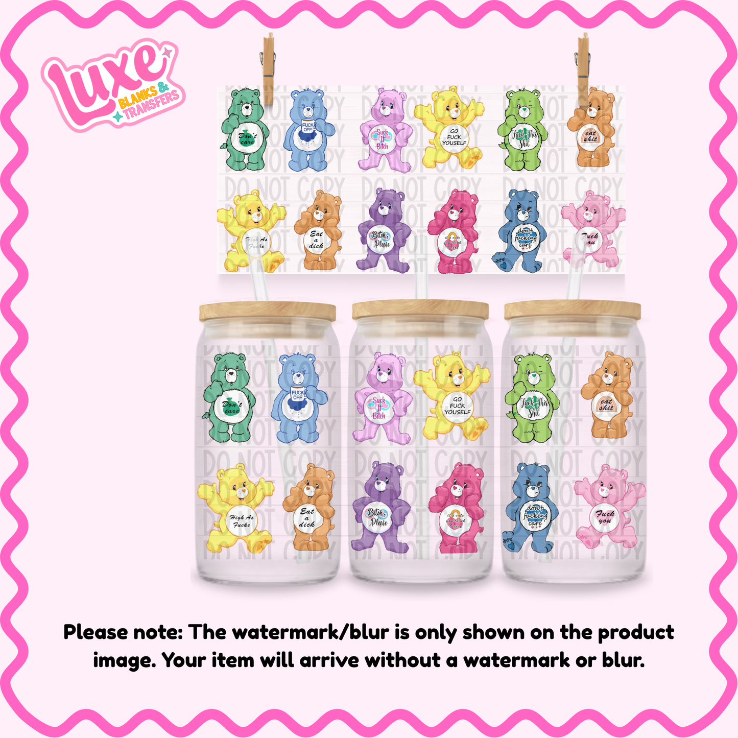 16oz UV DTF Wrap | Swear Bears | #N255