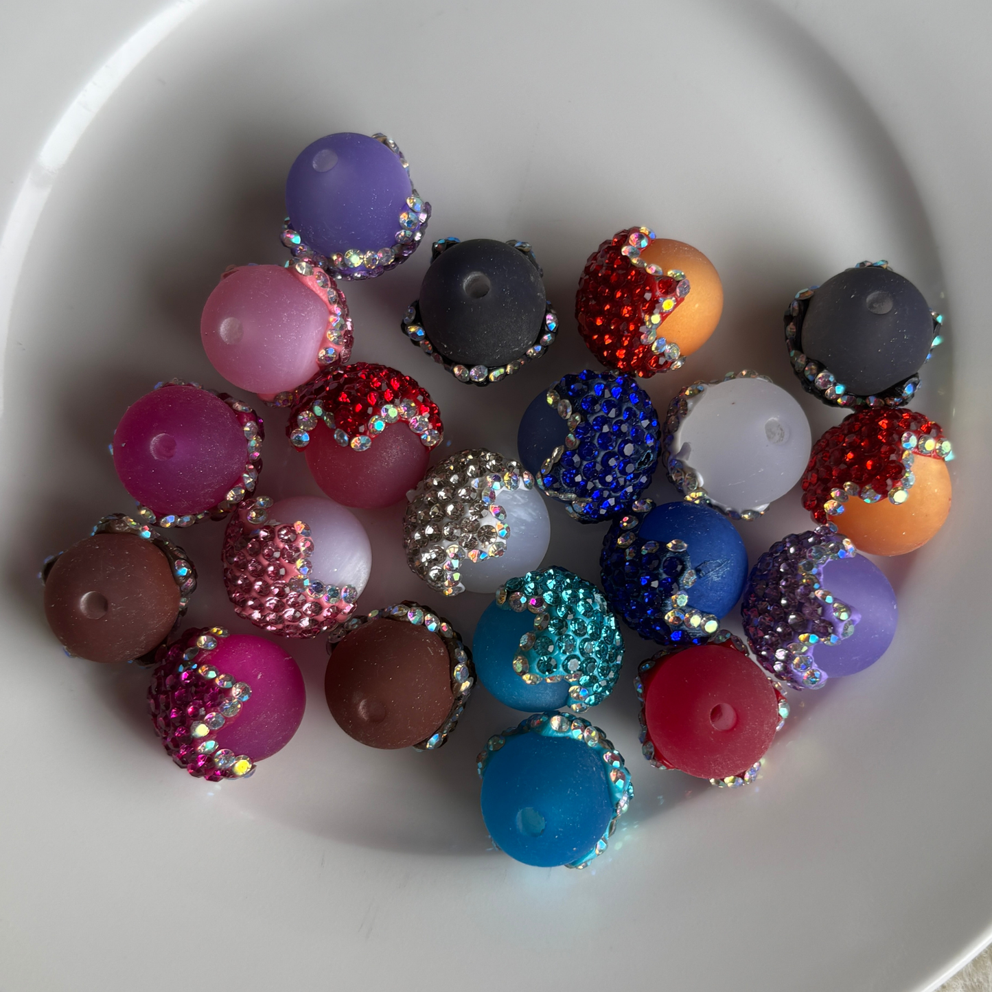 Rhinestone Capped Bead (3pcs Mixed)
