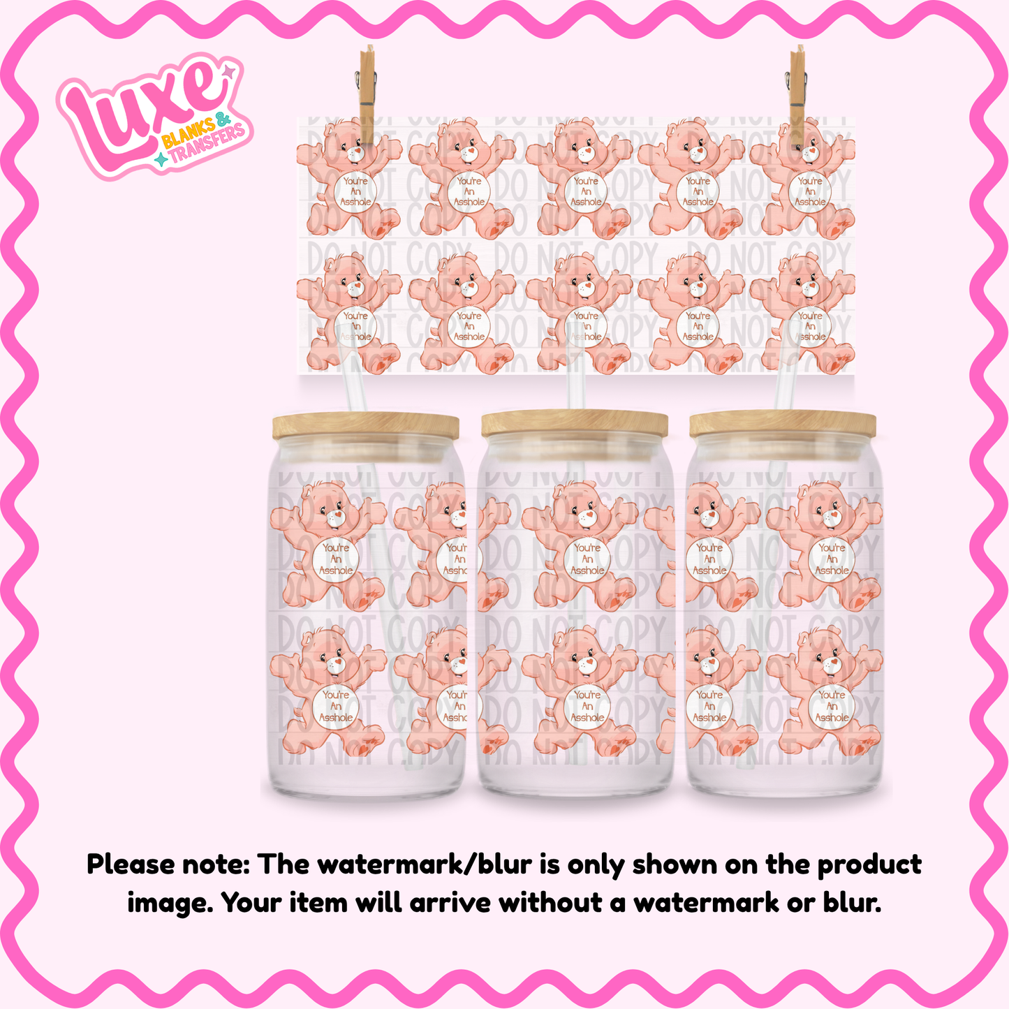 16oz UV DTF Wrap | Swear Bears "You're An A..Hole" | #N256