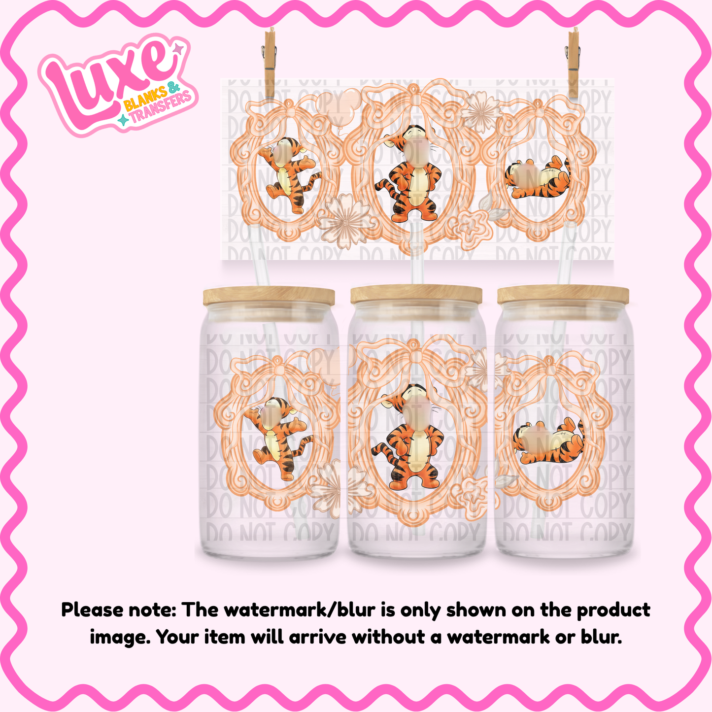 16oz UV DTF Wrap | Cutesy Tiger Frame | #3720