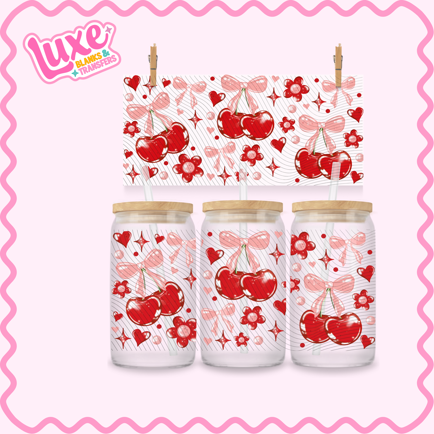 16oz UV DTF Wrap | Shimmer Cherries | #2775