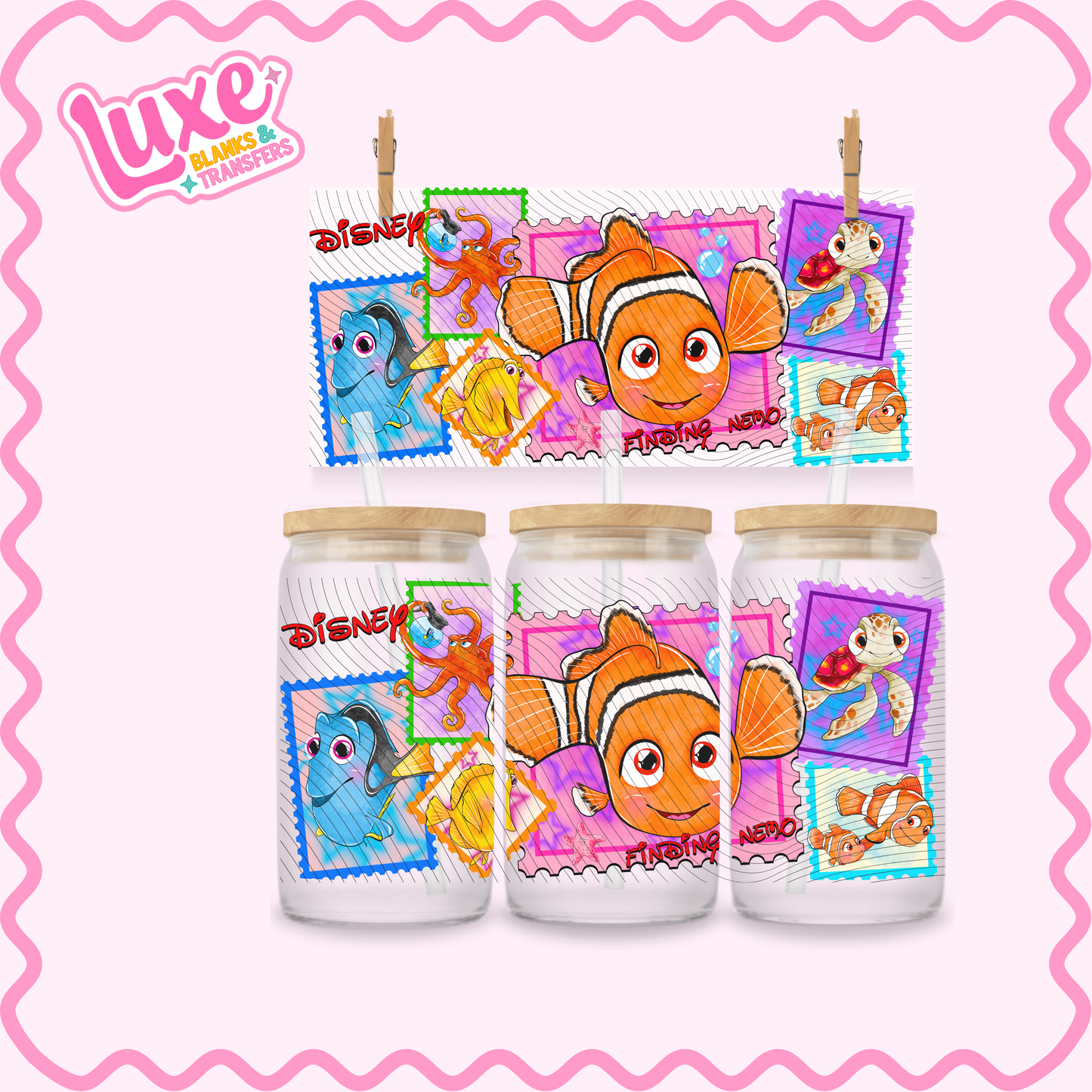 16oz UV DTF Wrap | Finding Fish Stamps | #3257