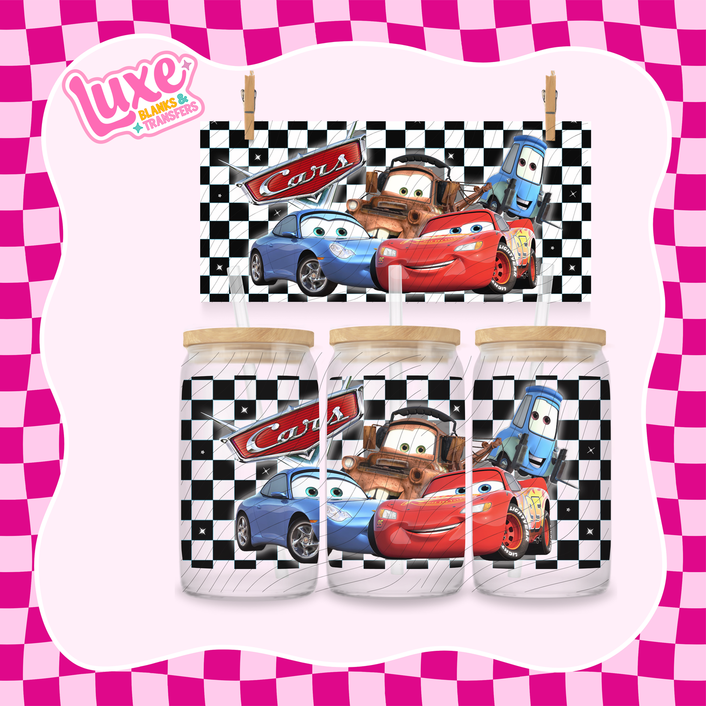 Checkered Car UV DTF Wrap (#987)