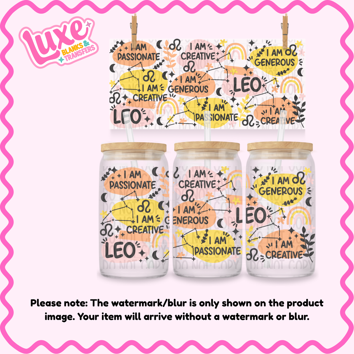 16oz UV DTF Wrap | Leo Star Sign | #4252