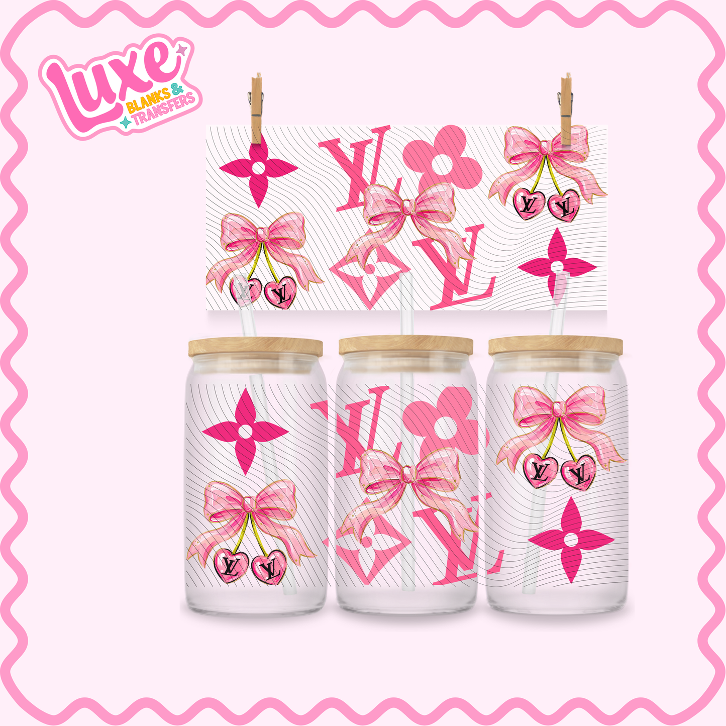 16oz UV DTF Wrap | Pink LV Cherries | #3271