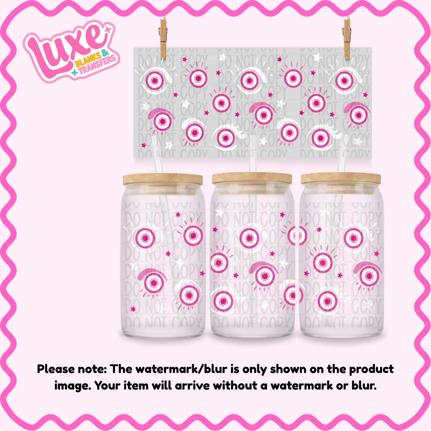 16oz UV DTF Wrap | Evil Eye Pink | #4256