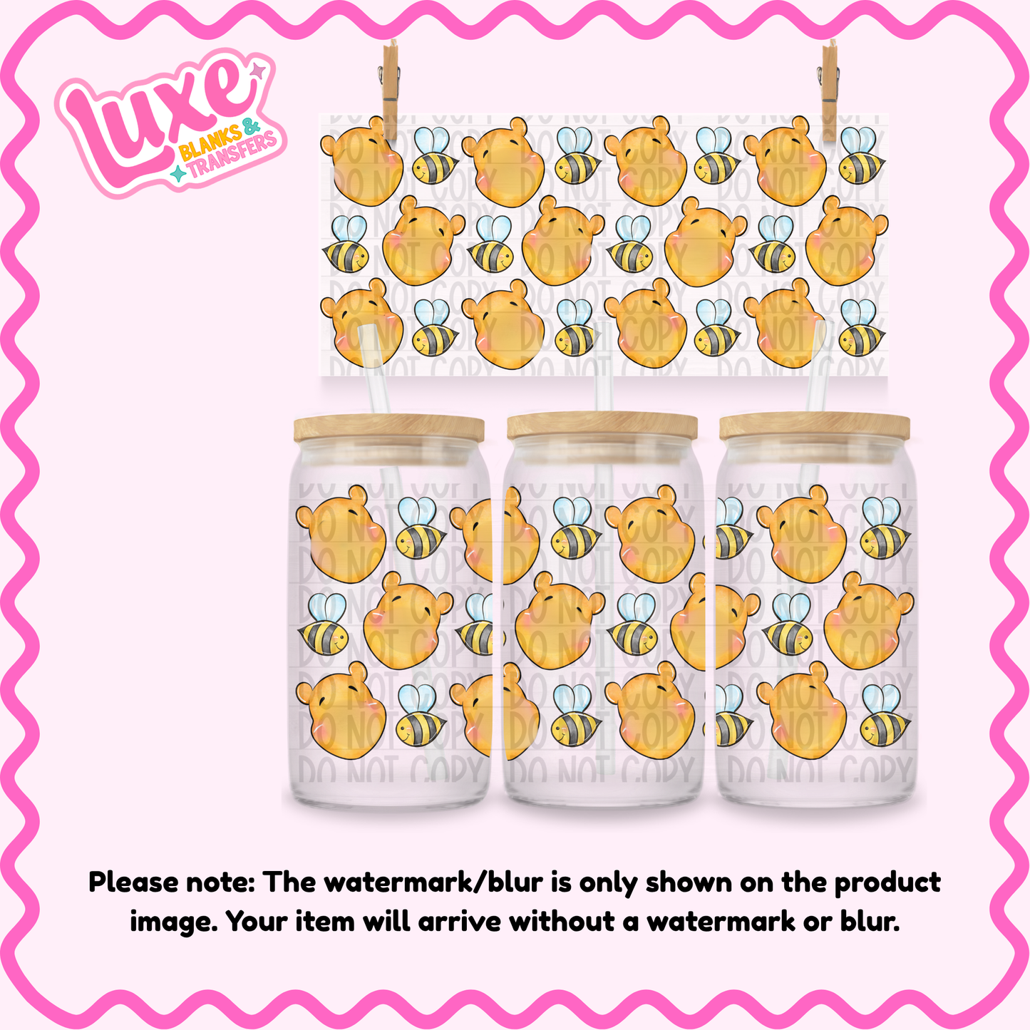 16oz UV DTF Wrap | Yellow Bear Faces | #3747