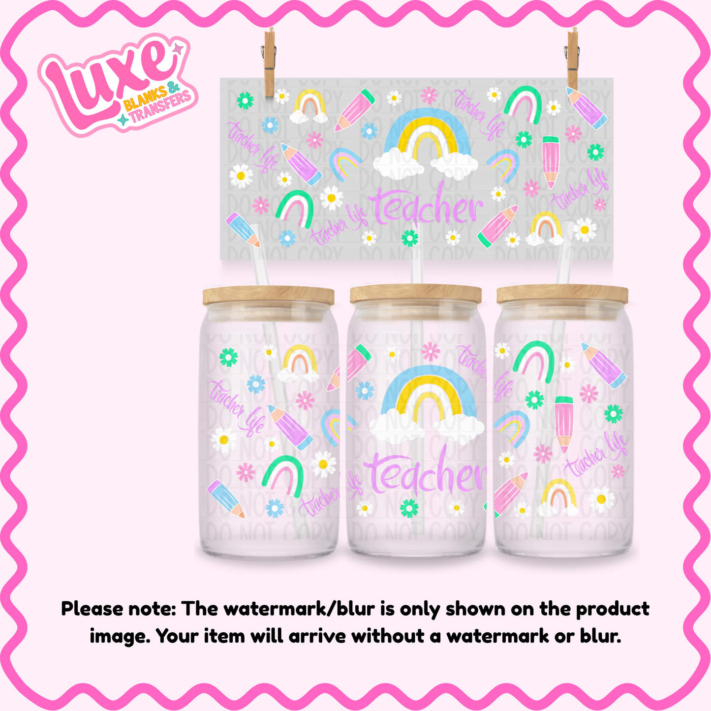 16oz UV DTF Wrap | Pastel Teacher Life | #4259