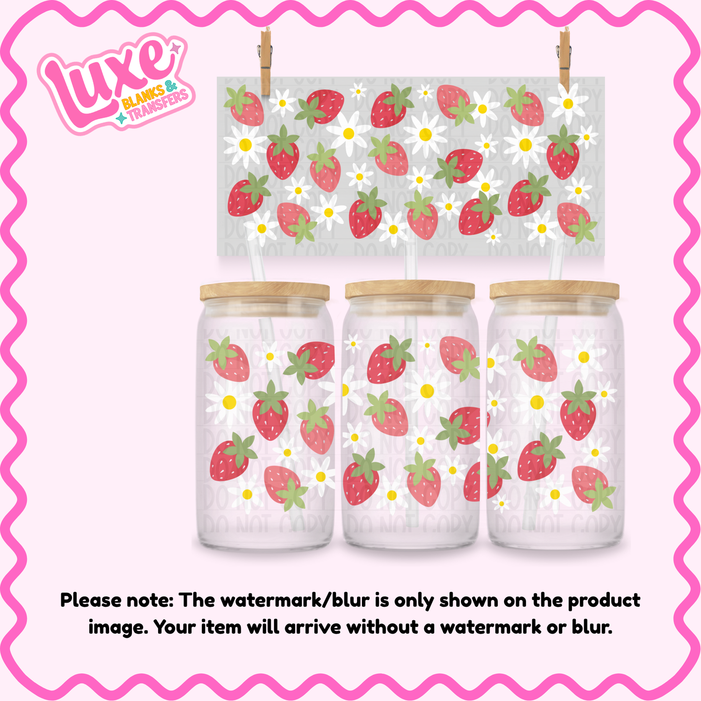 16oz UV DTF Wrap | Strawberry Daisy | #4260