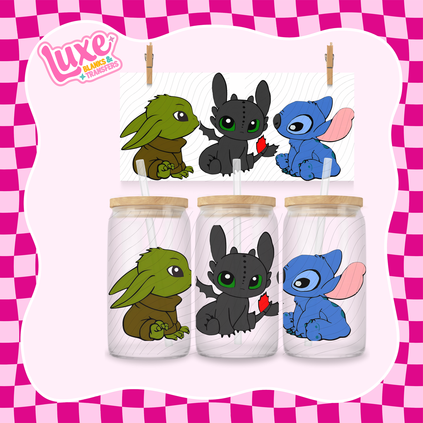 Blue Alien & Friends | 16oz UV DTF Wrap | #1518