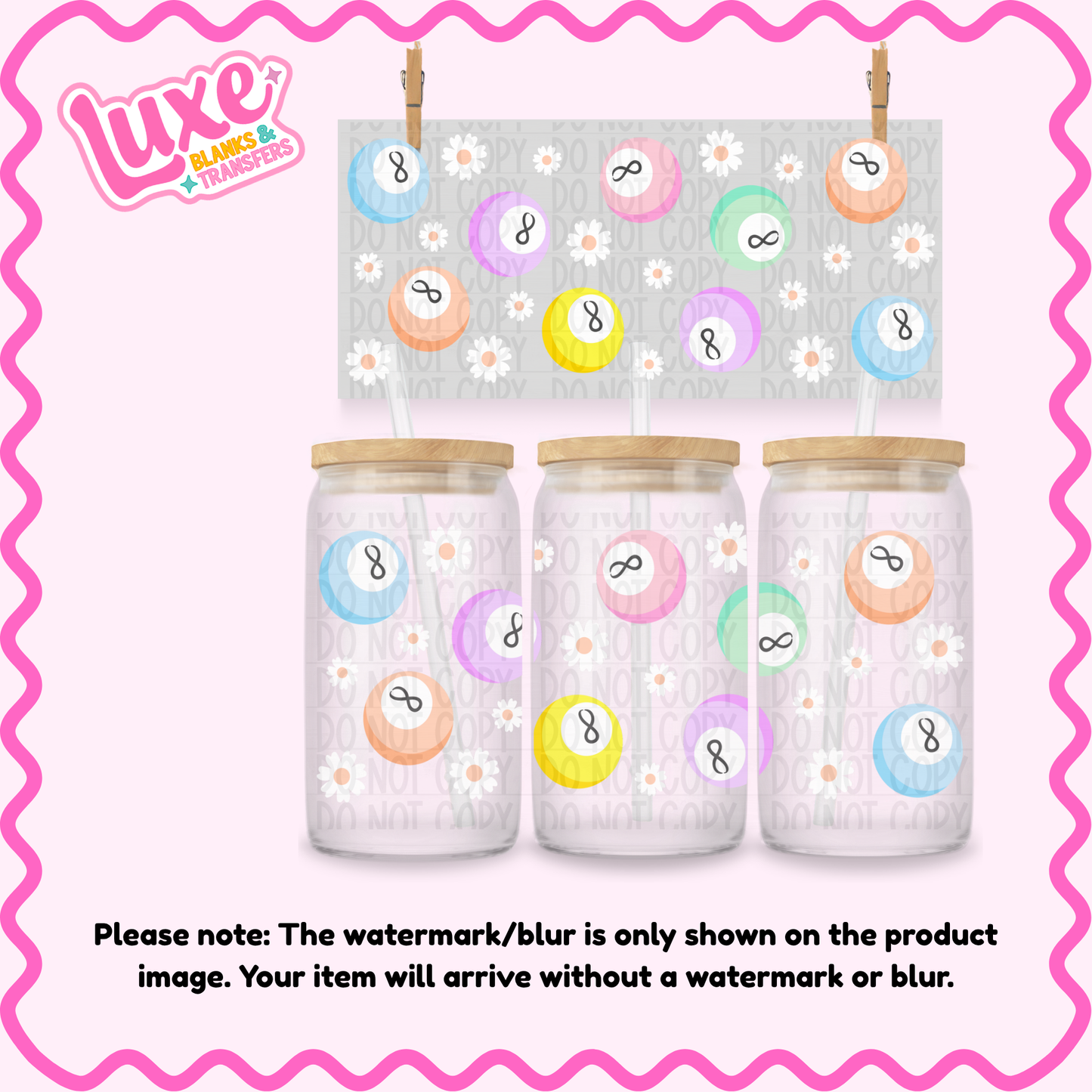 16oz UV DTF Wrap | Pastel 8 Ball | #4261