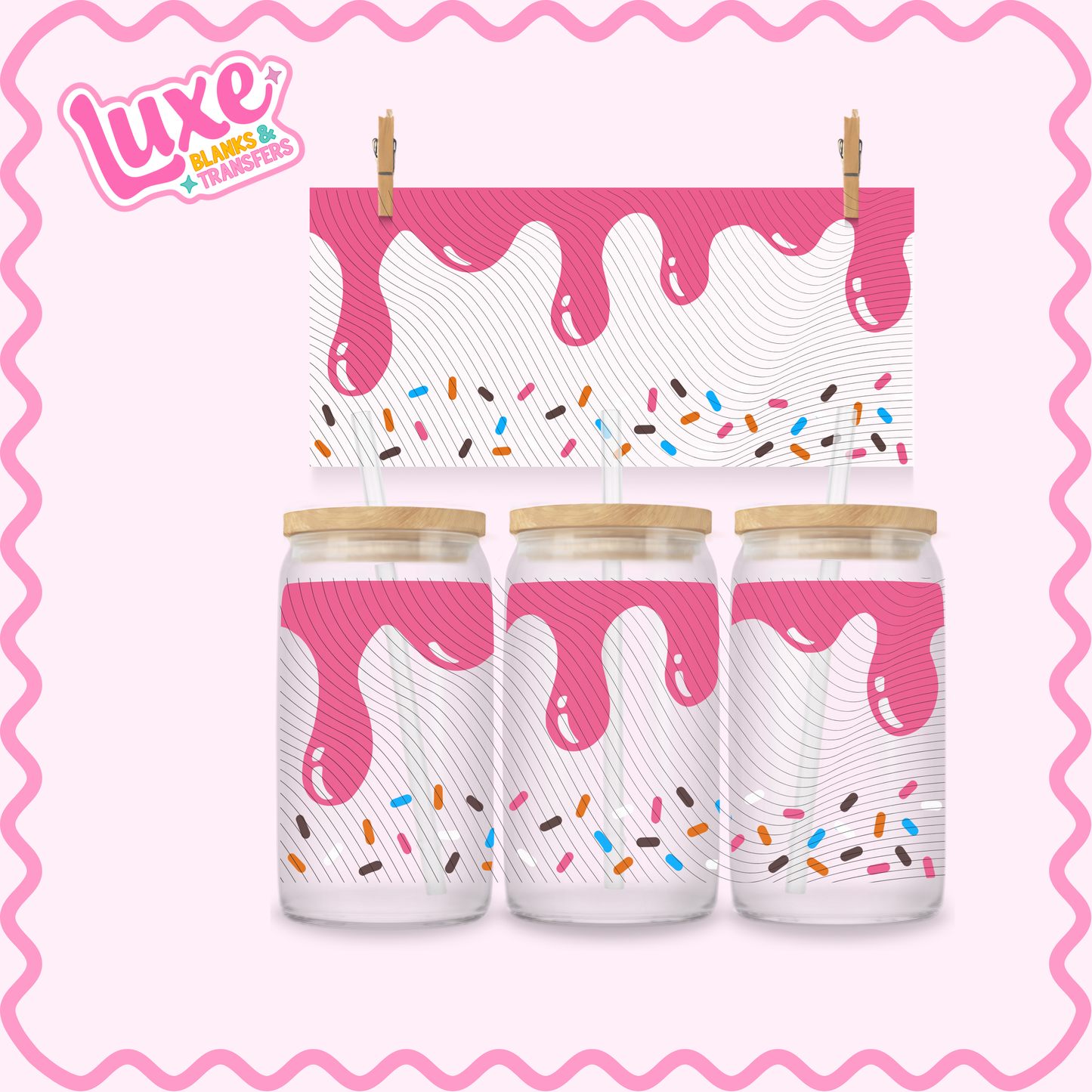16oz UV DTF Wrap | Pink Drip Sprinkles | #2797