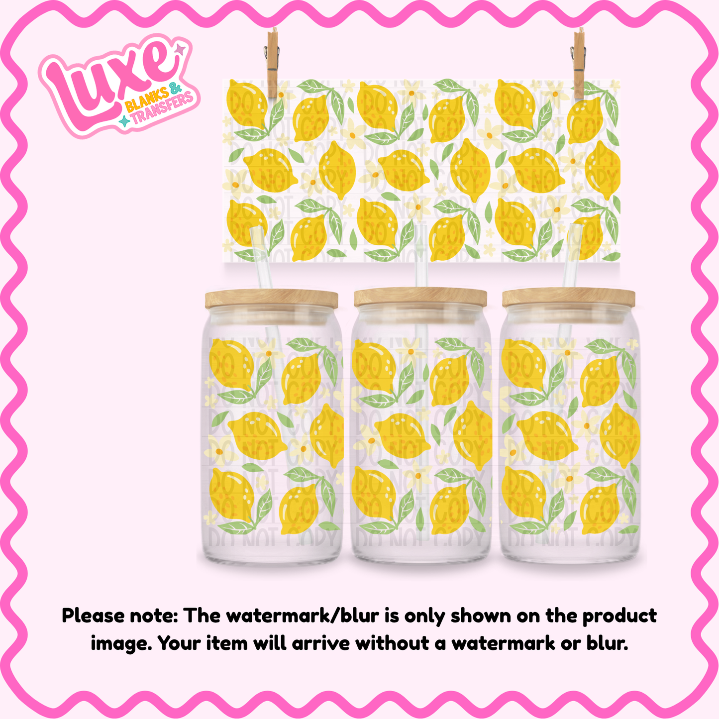16oz UV DTF Wrap | Lemon Pattern | #4266