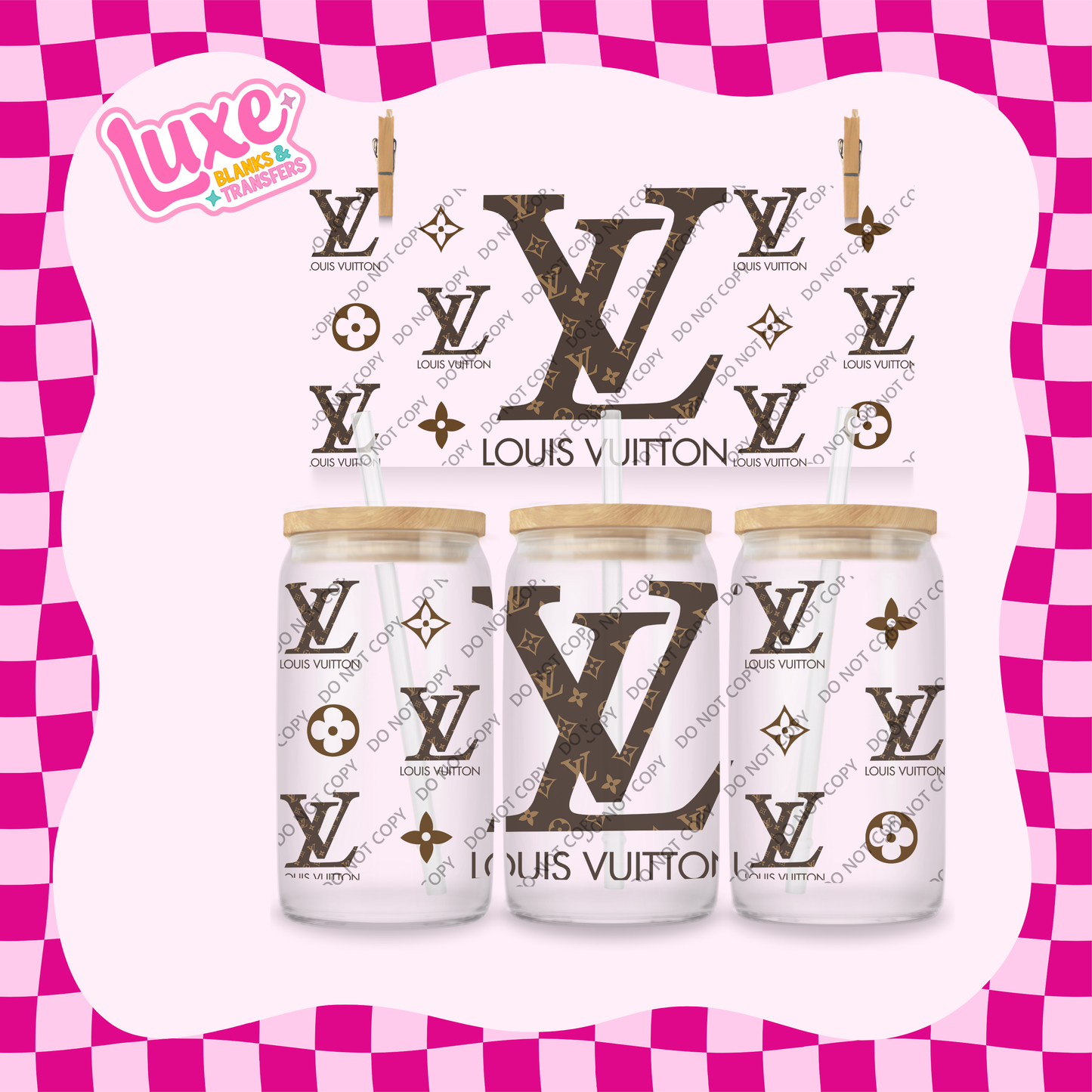 16oz UV DTF Wrap | Brown LV | #2012