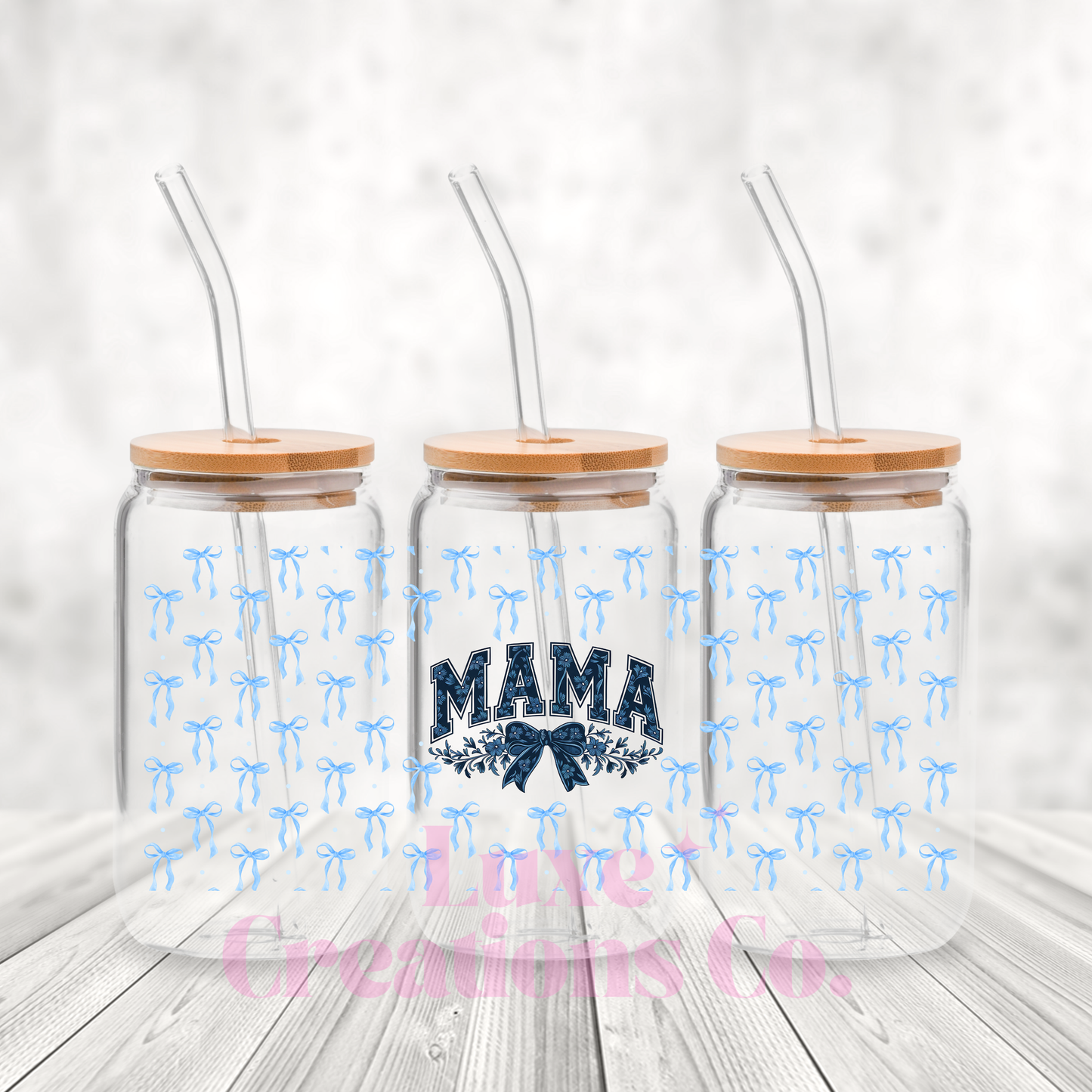 Blue Bow Mama UV DTF Wrap by Luxe (#13)