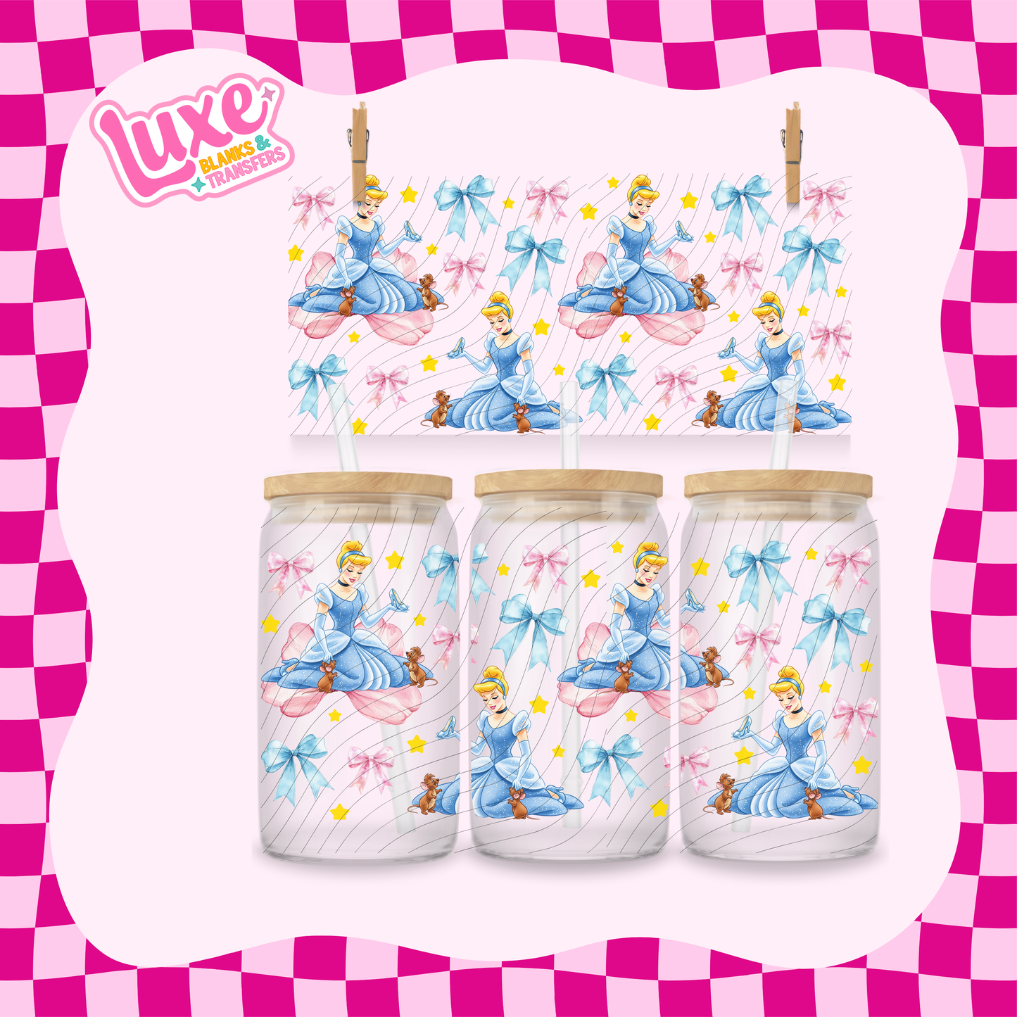 Cinder. Princess Bows | 16oz UV DTF Wrap | #1655