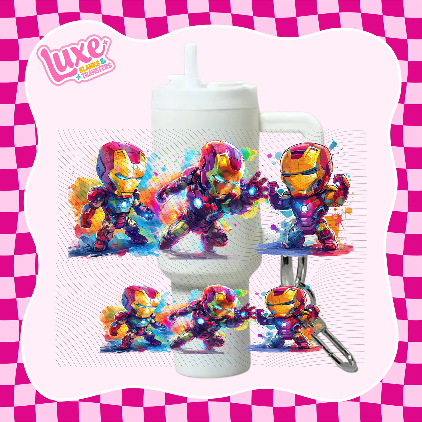 Mini Keychain Tumbler UV DTF Wrap | Iron Superhero | #E40