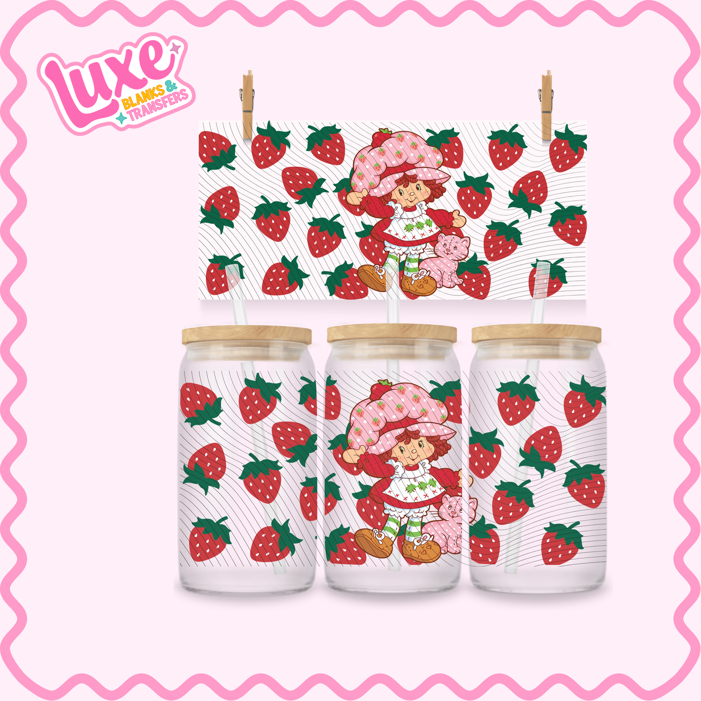 16oz UV DTF Wrap | Strawberry Pattern | #2801