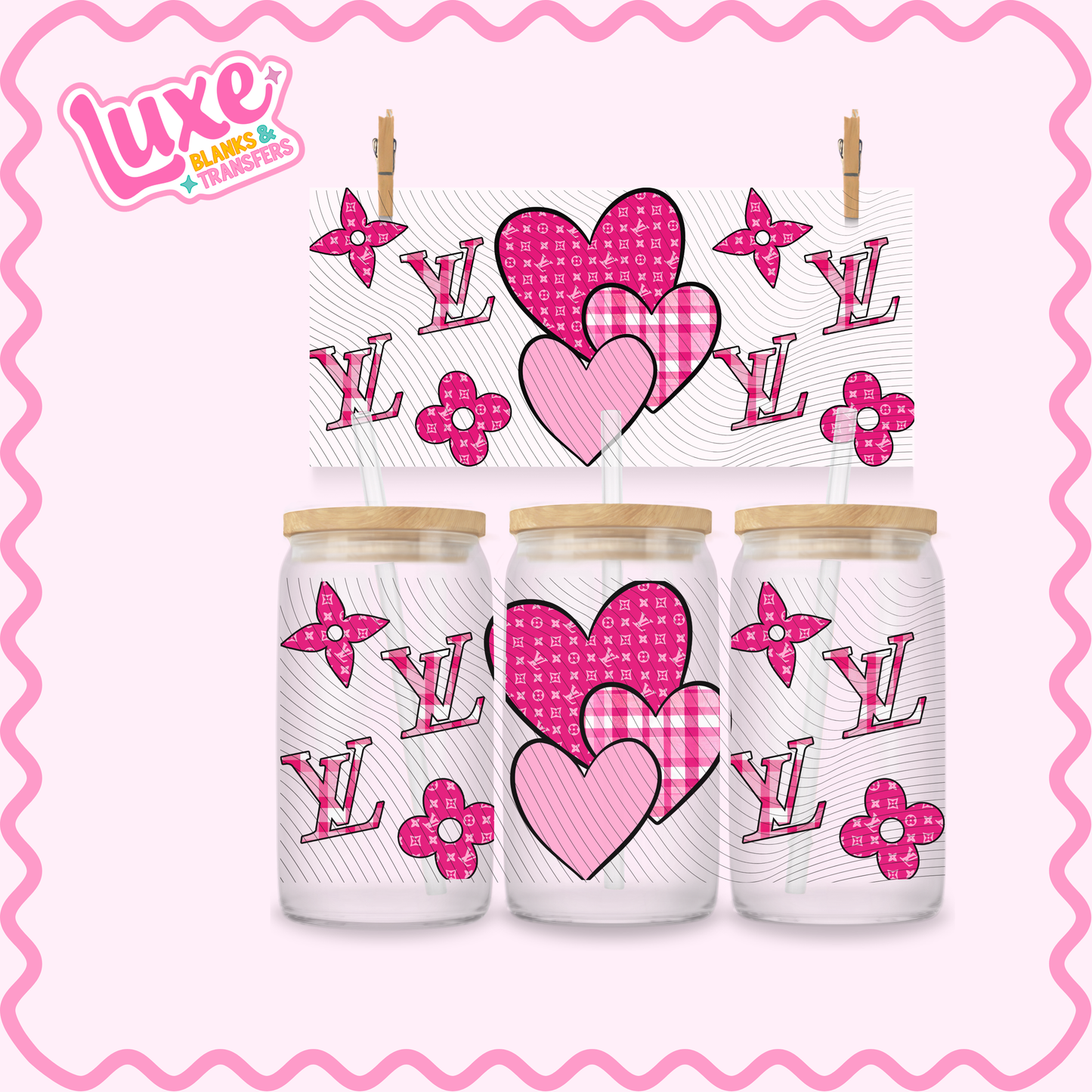 16oz UV DTF Wrap | Boujee Pink Patches | #3284