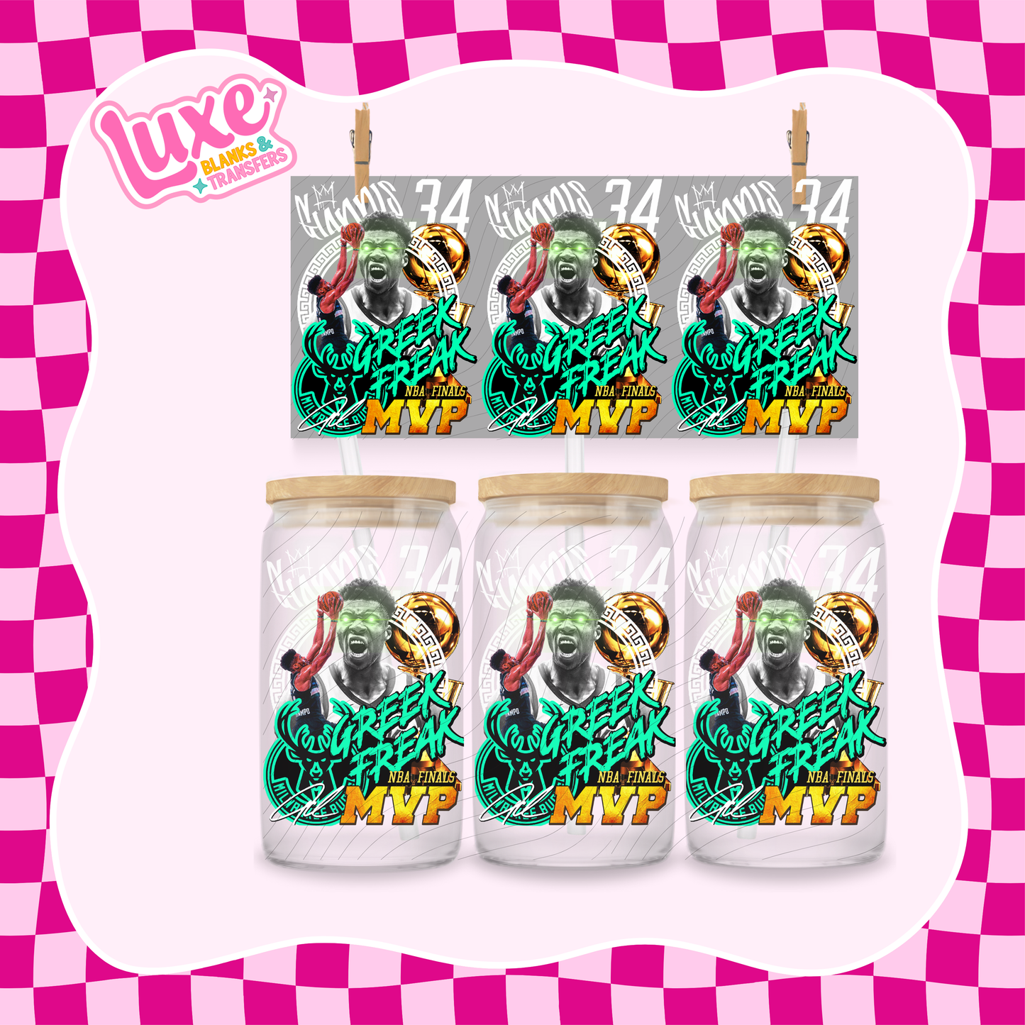 Greek Freak NBA | 16oz UV DTF Wrap | #1525