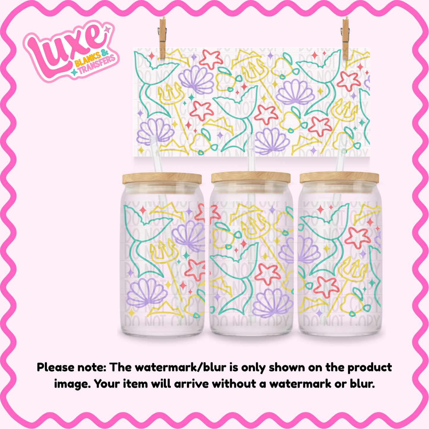 16oz UV DTF Wrap | Mermaid Pastel Pattern | #4275