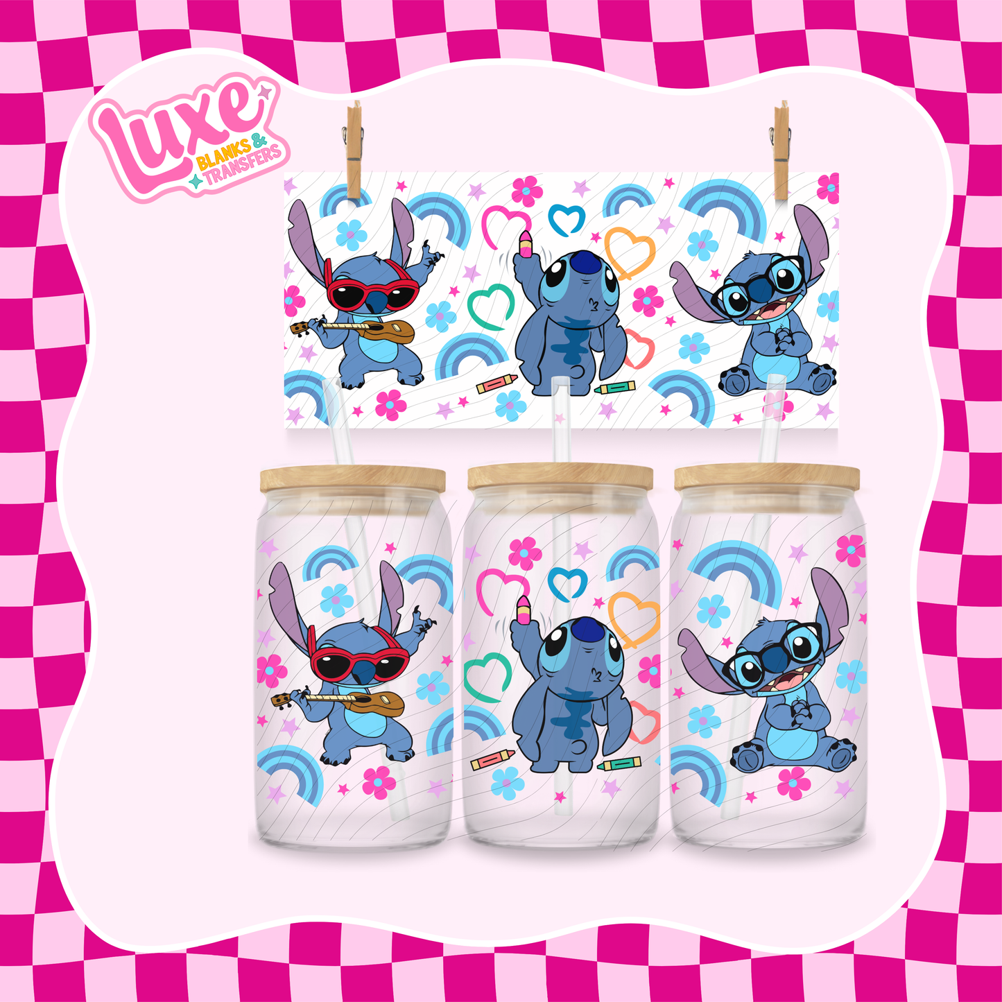 Blue Alien Rainbow UV DTF Wrap (#1037)