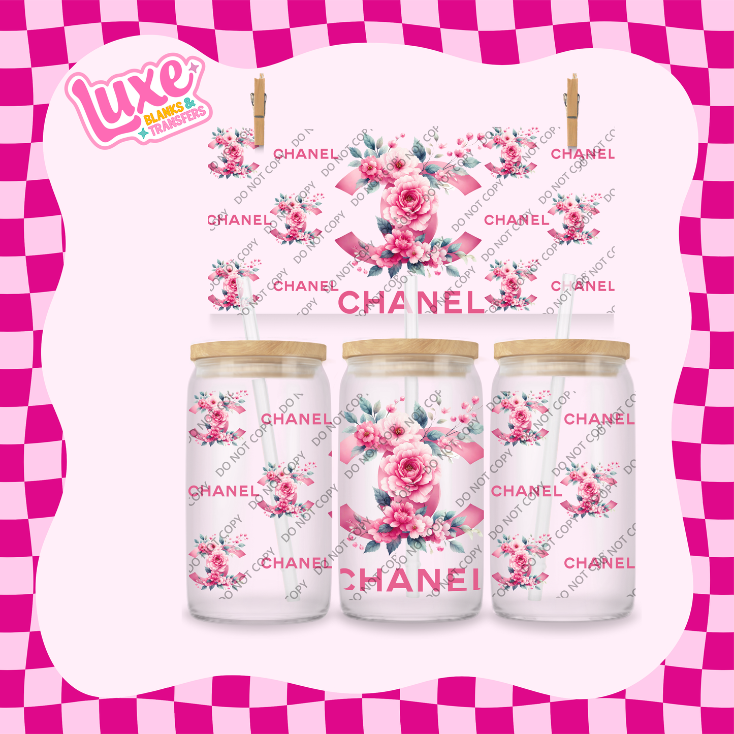 16oz UV DTF Wrap | CC Pink Flowers | #2034