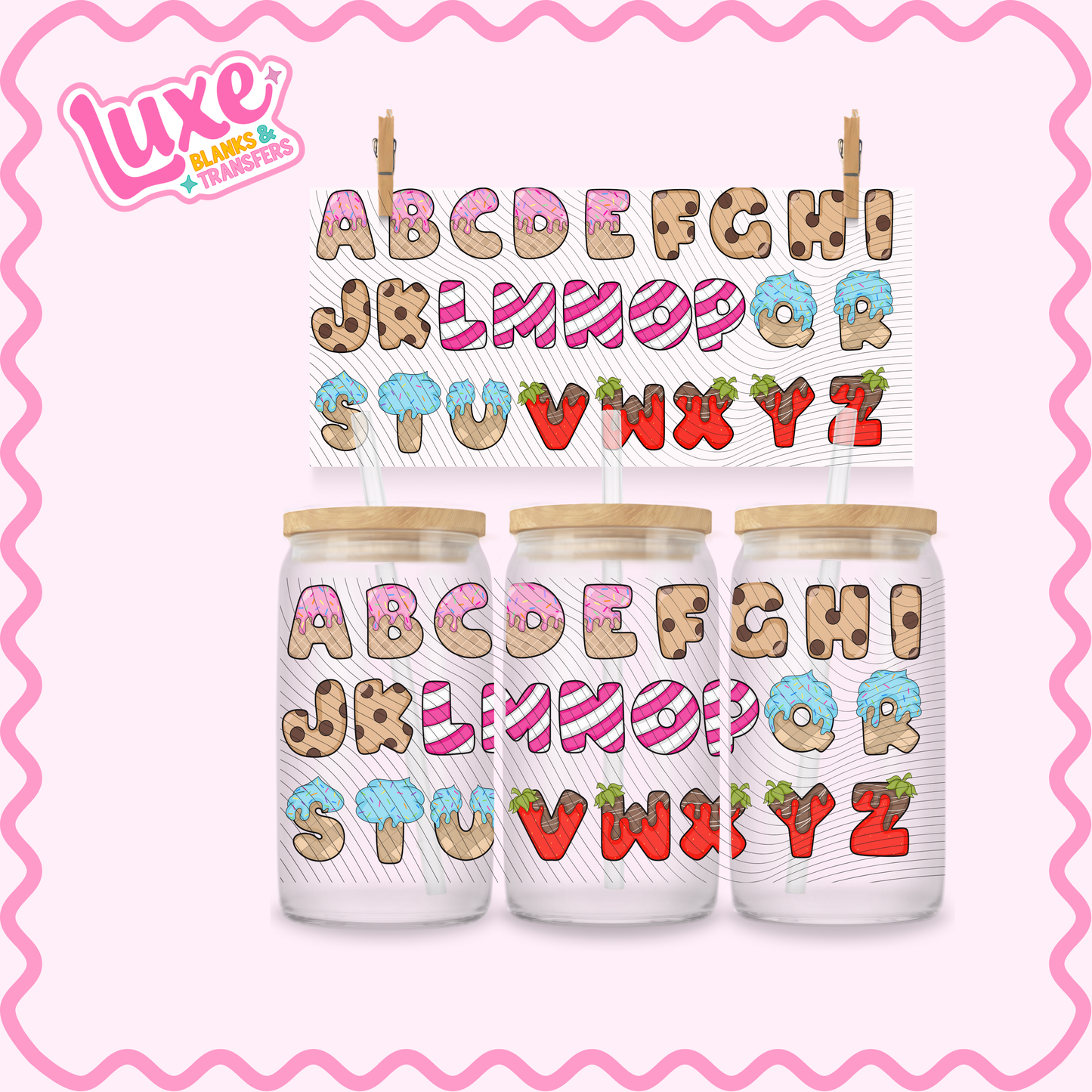 16oz UV DTF Wrap | Sweets Alphabet 2 | #3308