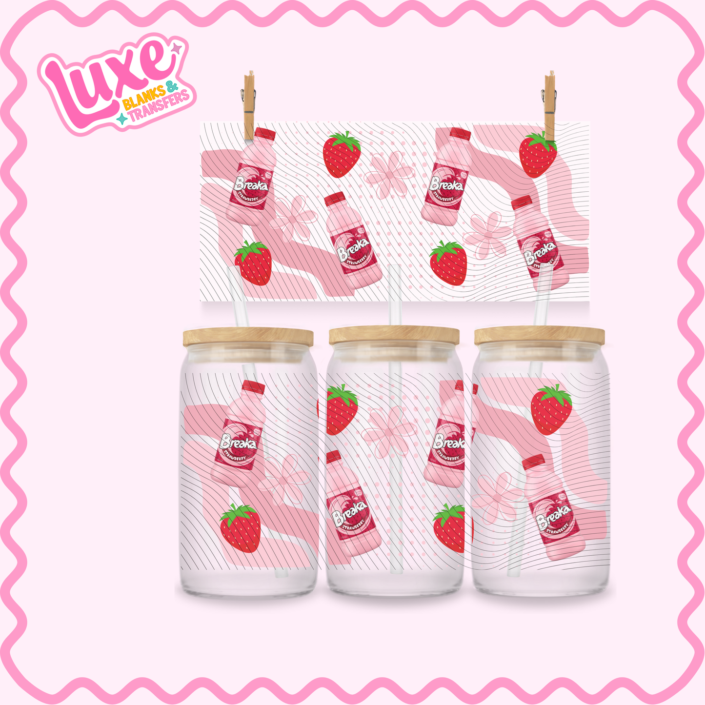 16oz UV DTF Wrap | Strawb Milk | #2829