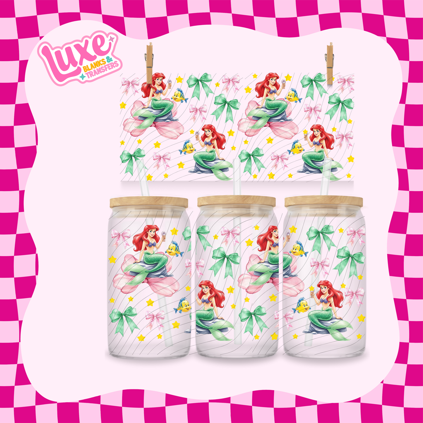 Sea Princess Bows | 16oz UV DTF Wrap | #1658