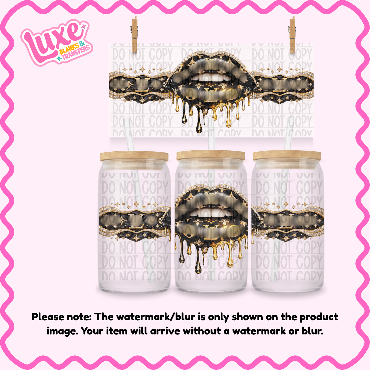 16oz UV DTF Wrap | Boujee Pattern Lips | #2558