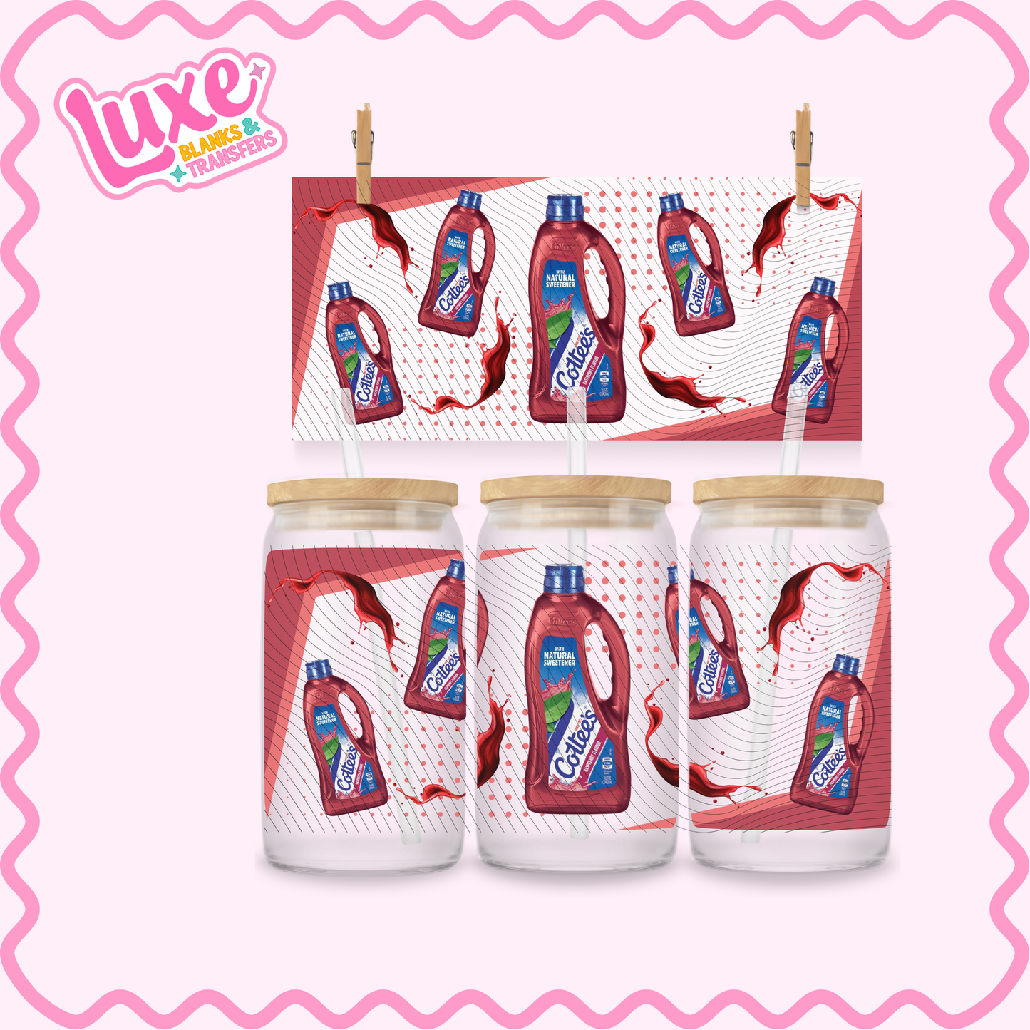 16oz UV DTF Wrap | Red Cordial | #2840