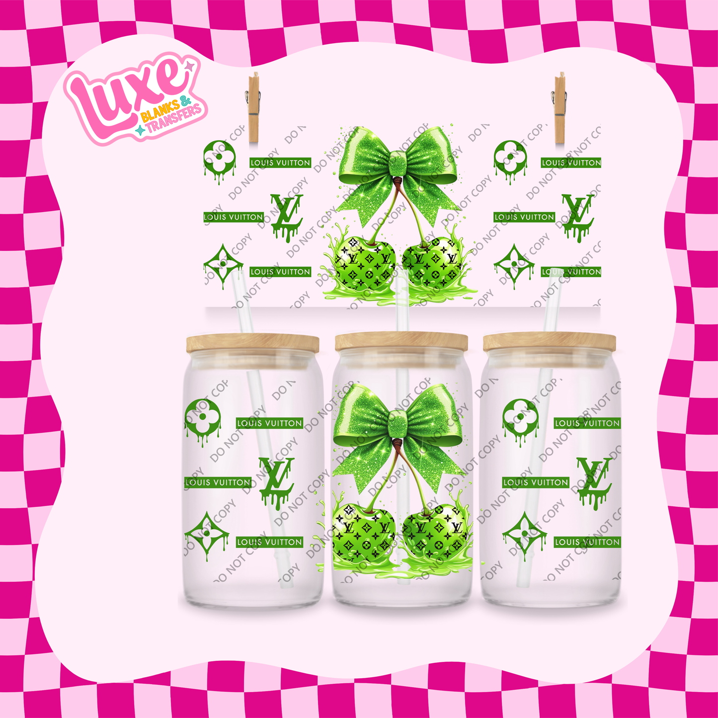 16oz UV DTF Wrap | Lime Green Cherry LV | #2052