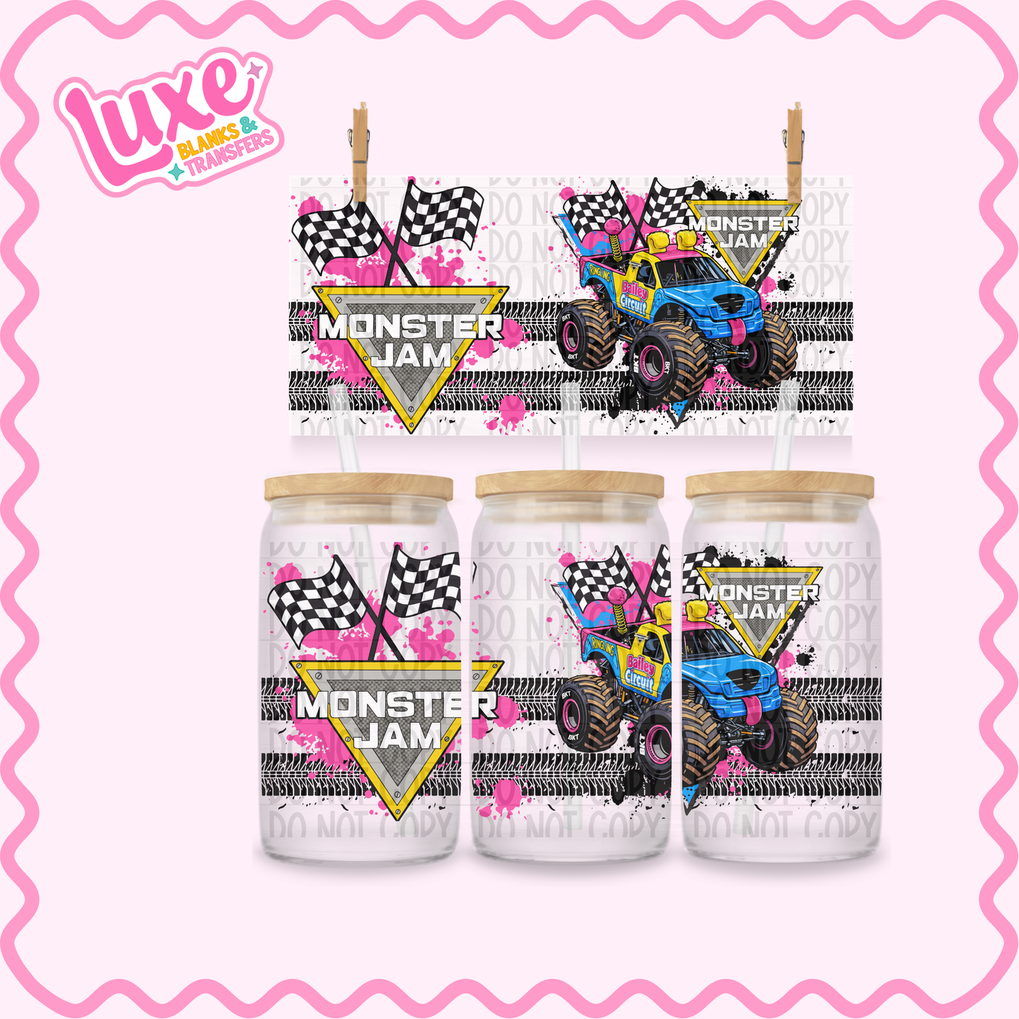 16oz UV DTF Wrap | Monster Truck Bailey | #3324